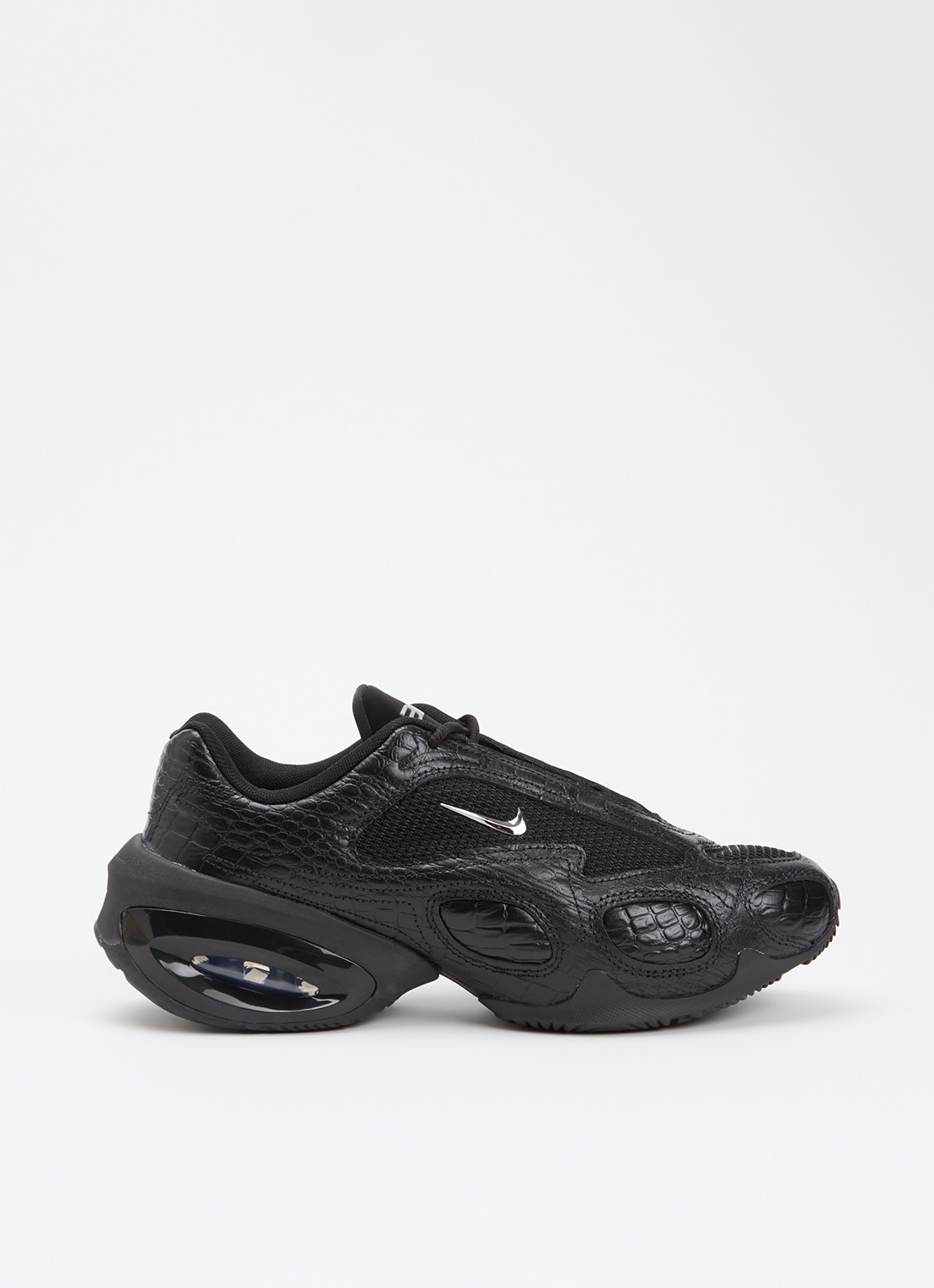 Nike Air Max Muse sneaker met mesh details en crocostructuur - voorkant 5 zwart