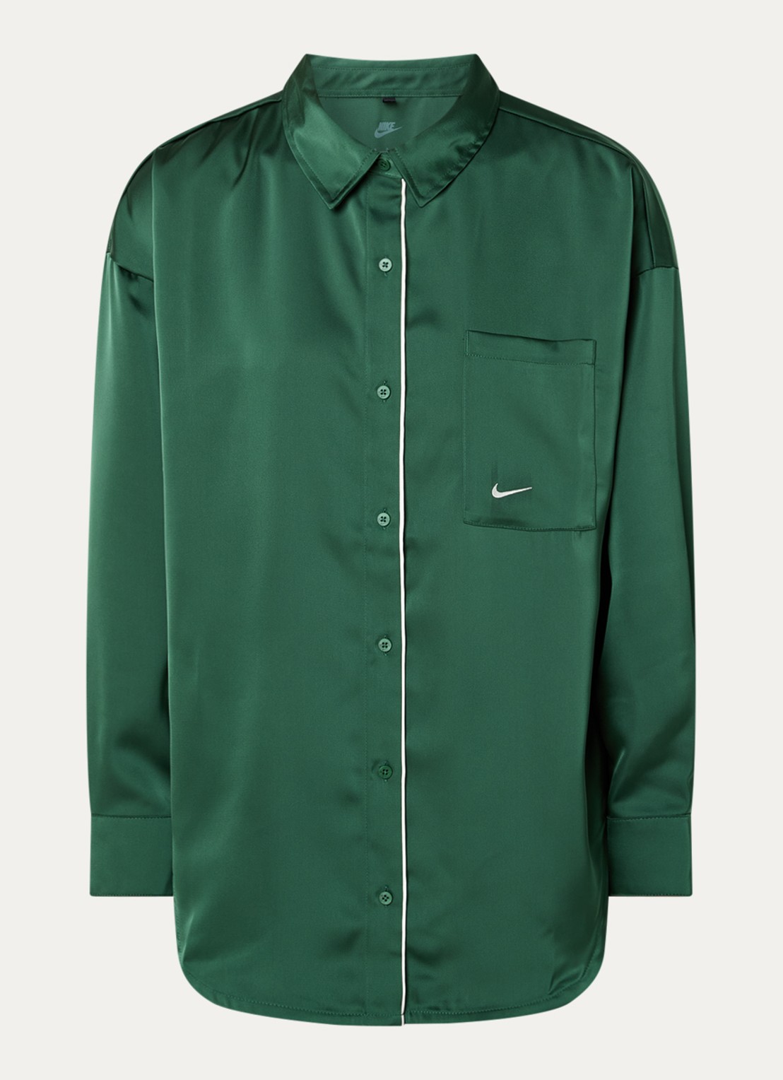 Nike Blouse van satijn met borstzak en logo - voorkant 2 groen