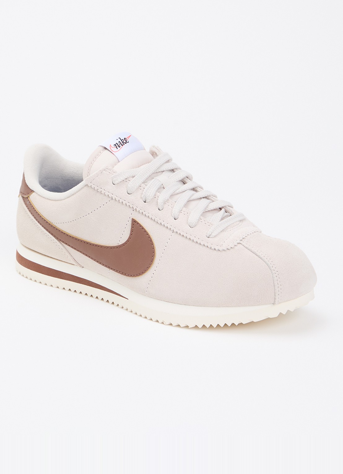 Nike Cortez LT sneaker van suède - voorkant beige