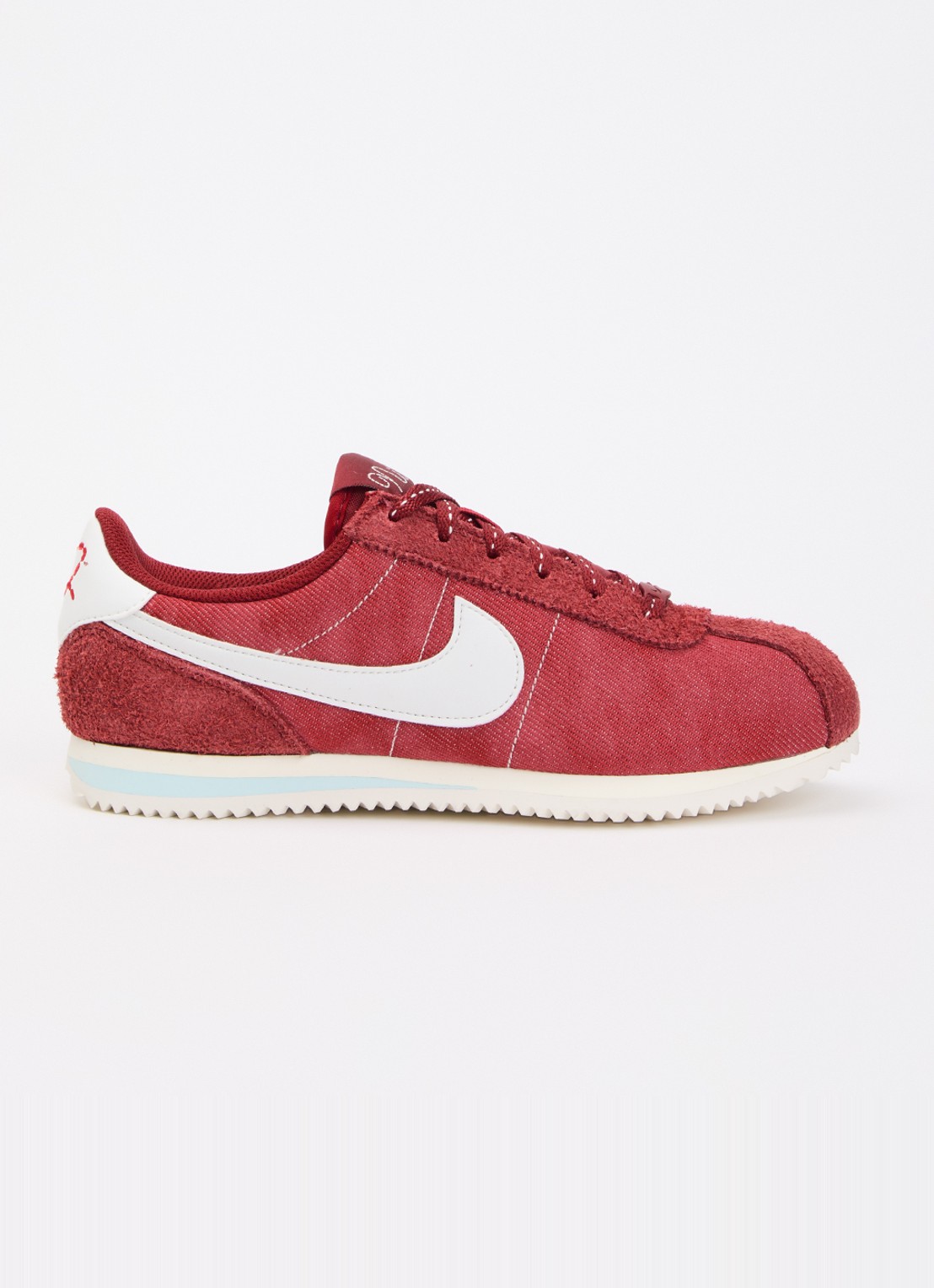 Nike Cortez sneaker met suède details - voorkant donkerrood