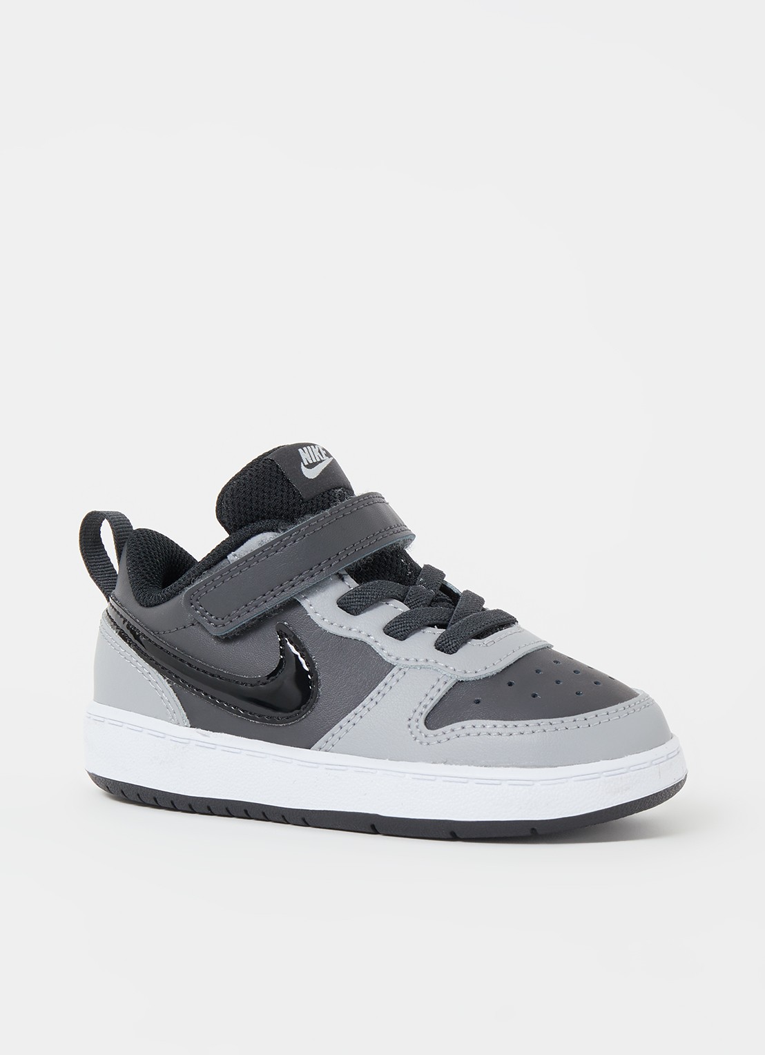 Nike Court Borough sneaker van leer - voorkant 3 antraciet