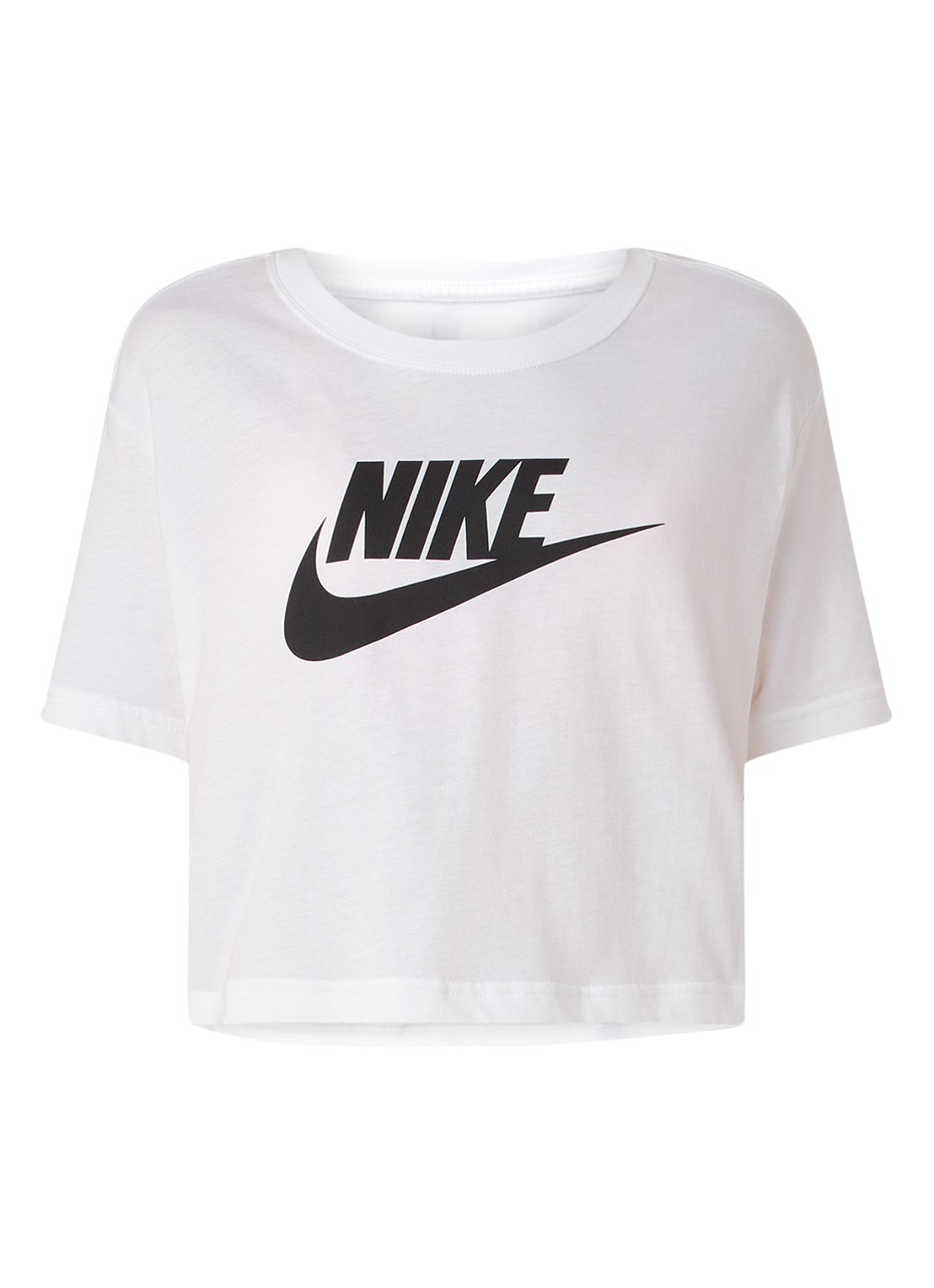 Nike Essential trainings cropped T-shirt met logoprint - voorkant wit