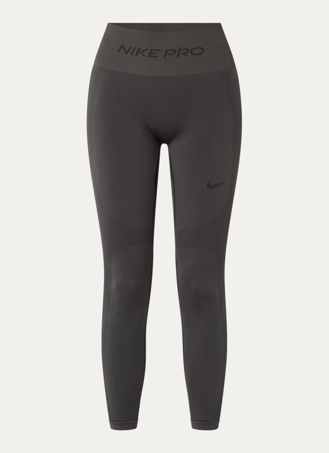 Nike High waist skinny fit legging met dri-fit en logoband - voorkant donkergrijs