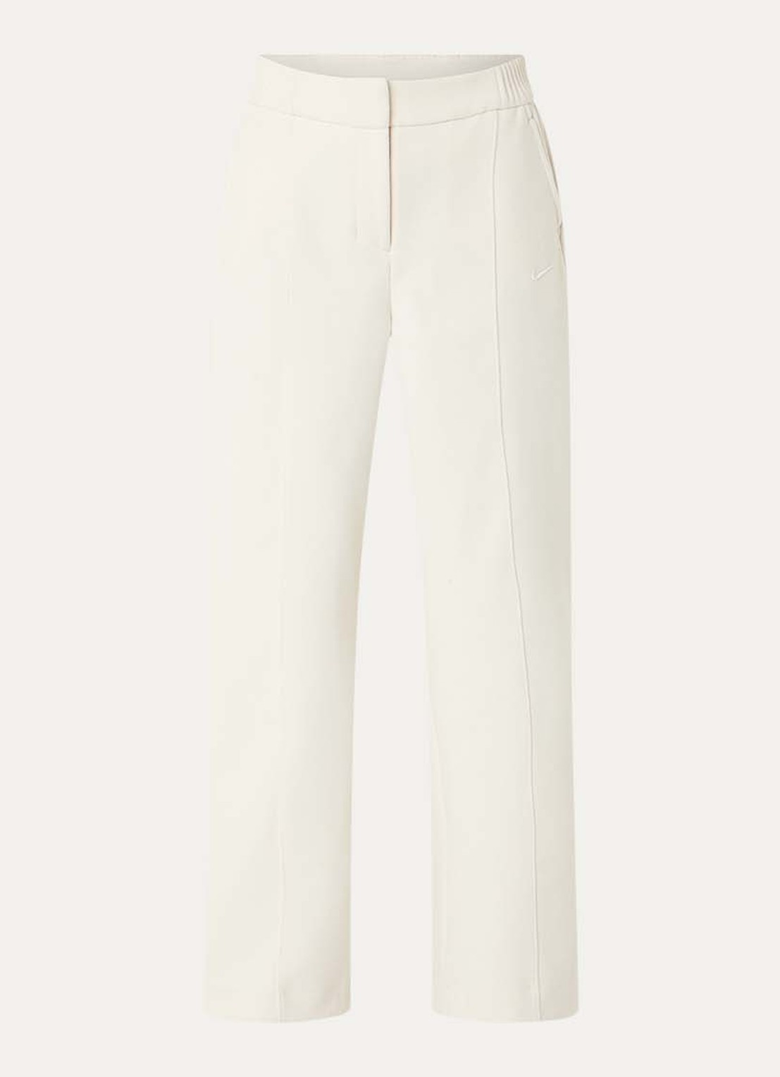 Nike High waist straight fit trackpants met steekzakken en logo - voorkant 2 creme