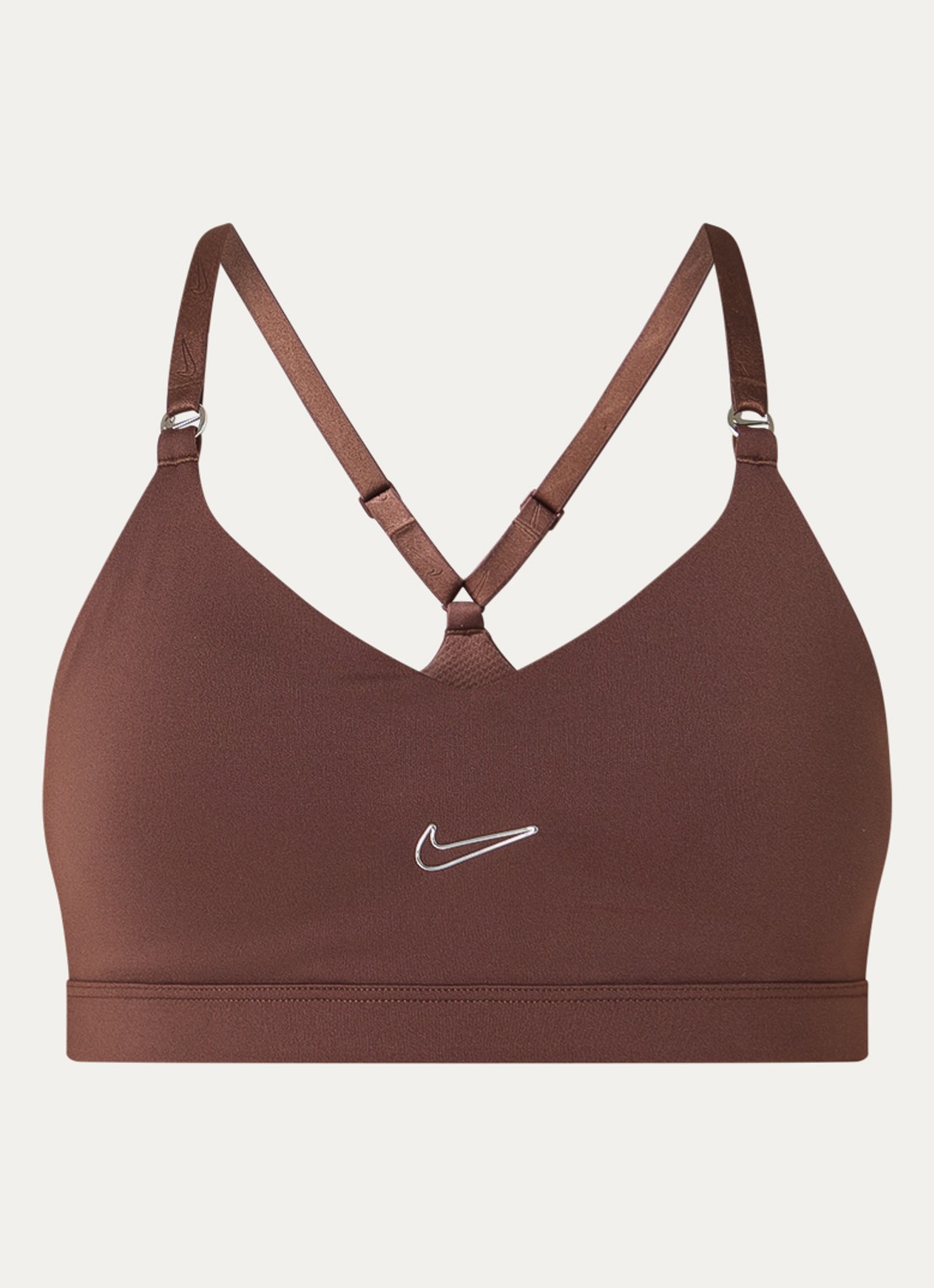 Nike Indy sport bh met light support en dri-FIT - voorkant bruin