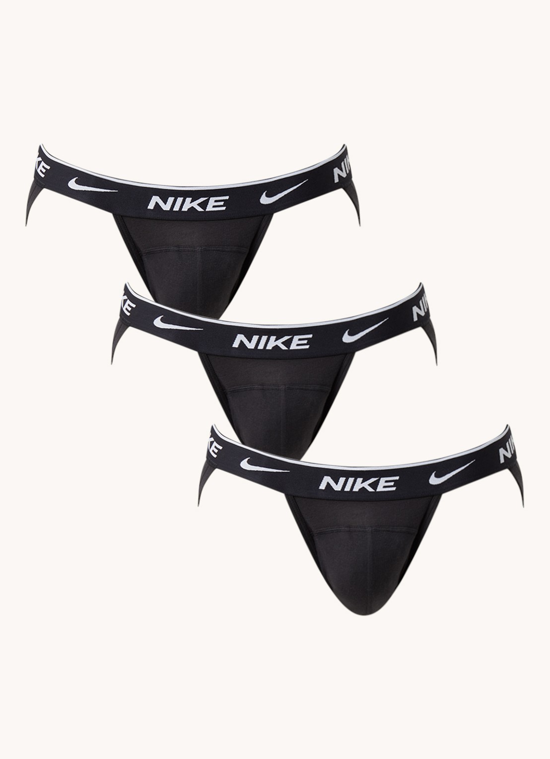 Nike Jockstrap slip met logoband in 3-pack - voorkant zwart