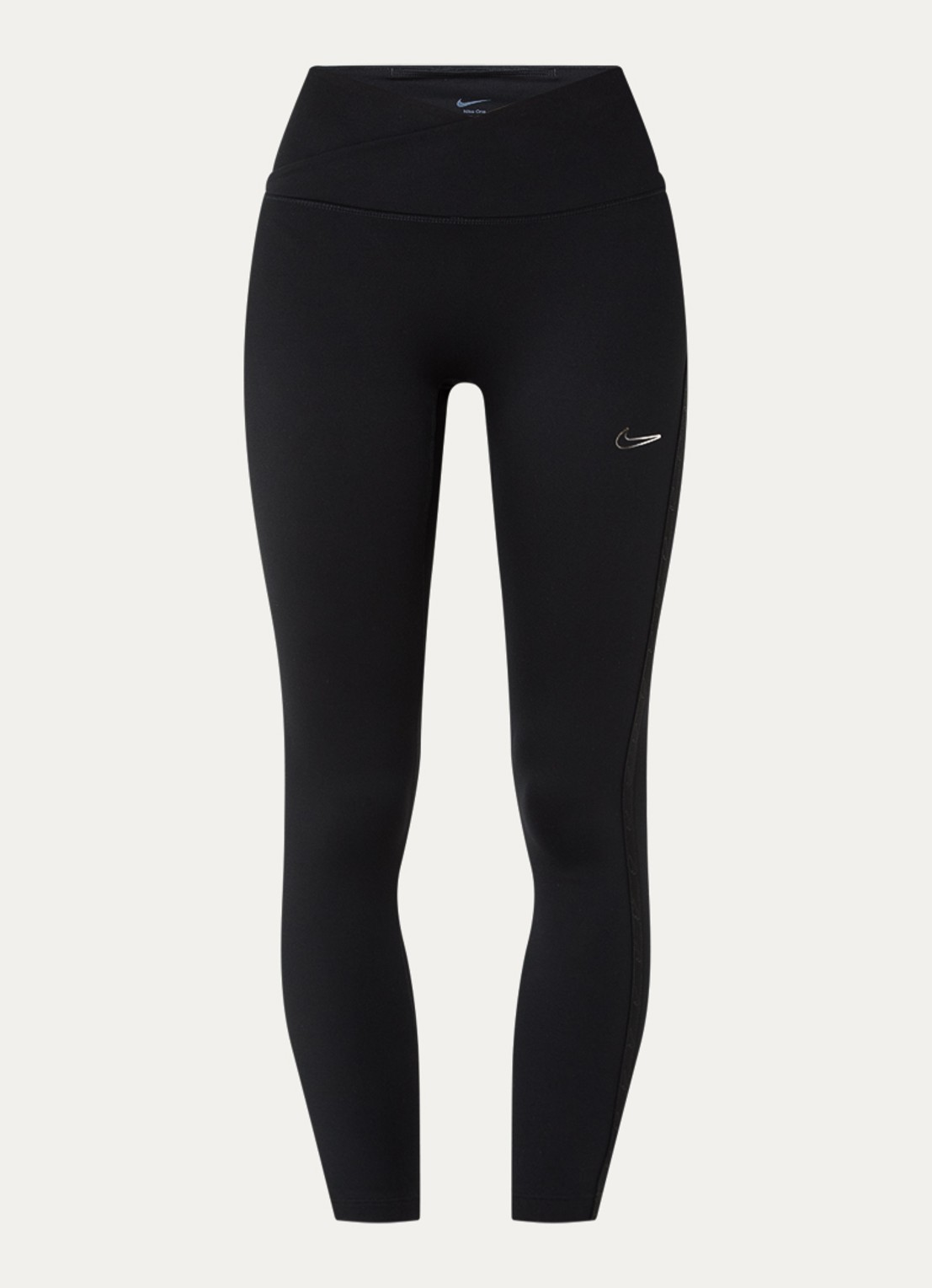 Nike One high waist cropped trainingslegging met dri-FIT en logo - voorkant zwart
