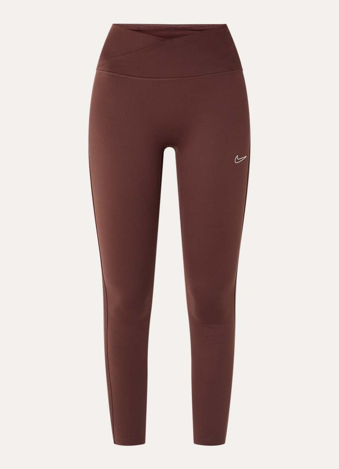 Nike One high waist cropped trainingslegging met dri-FIT en logo - voorkant 4 bruin