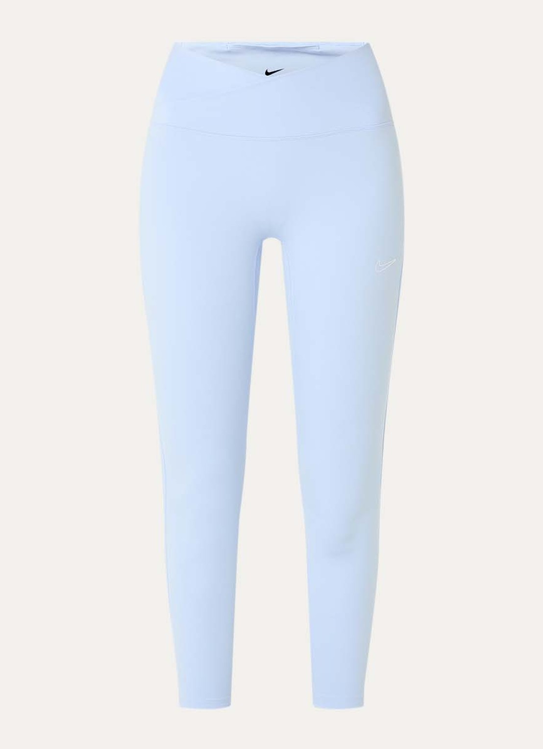 Nike One high waist cropped trainingslegging met dri-FIT en logo - voorkant lichtblauw