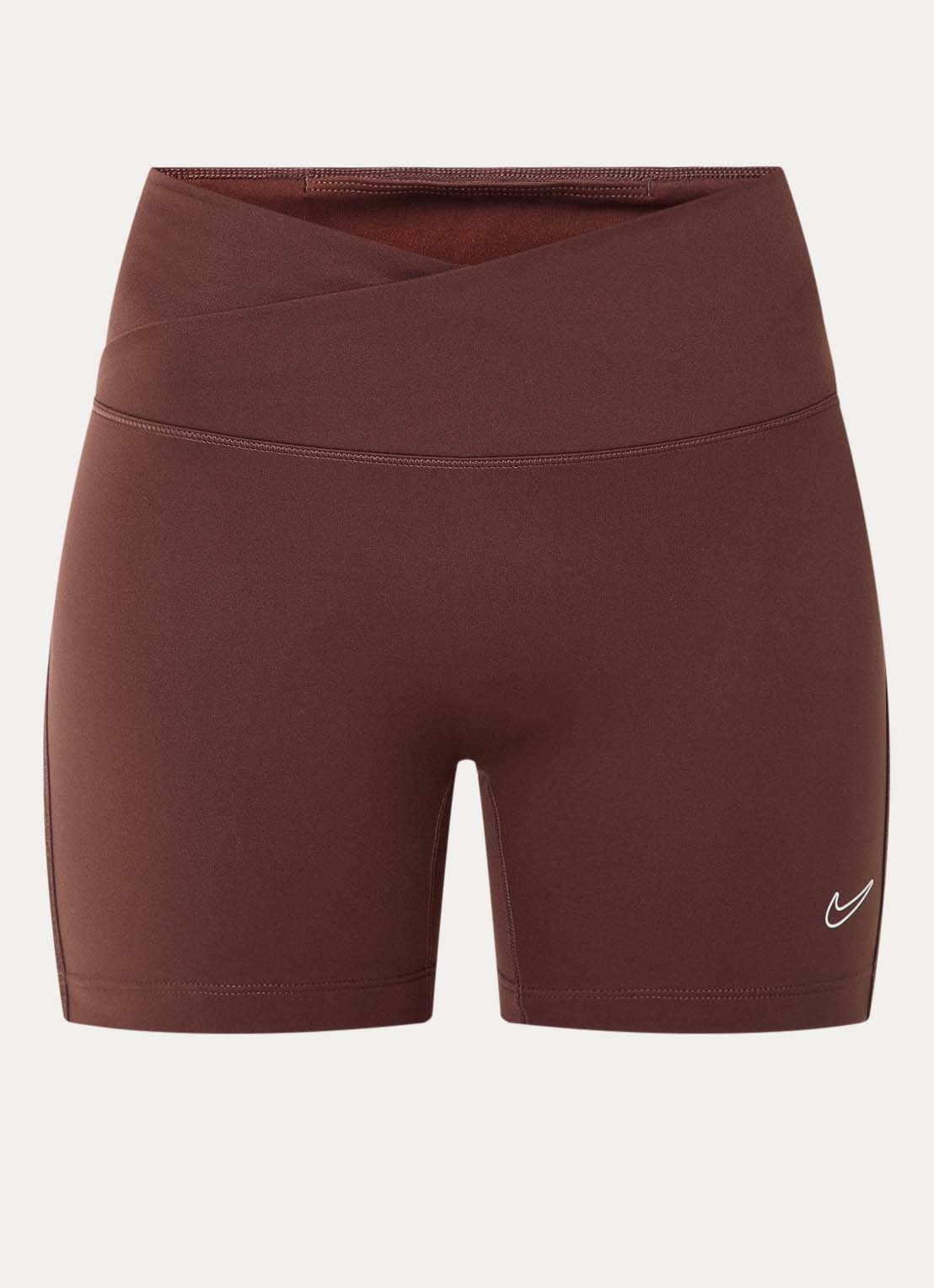 Nike One high waist skinny fit korte trainingsshort met Dri-FIT en logo - voorkant 4 bruin