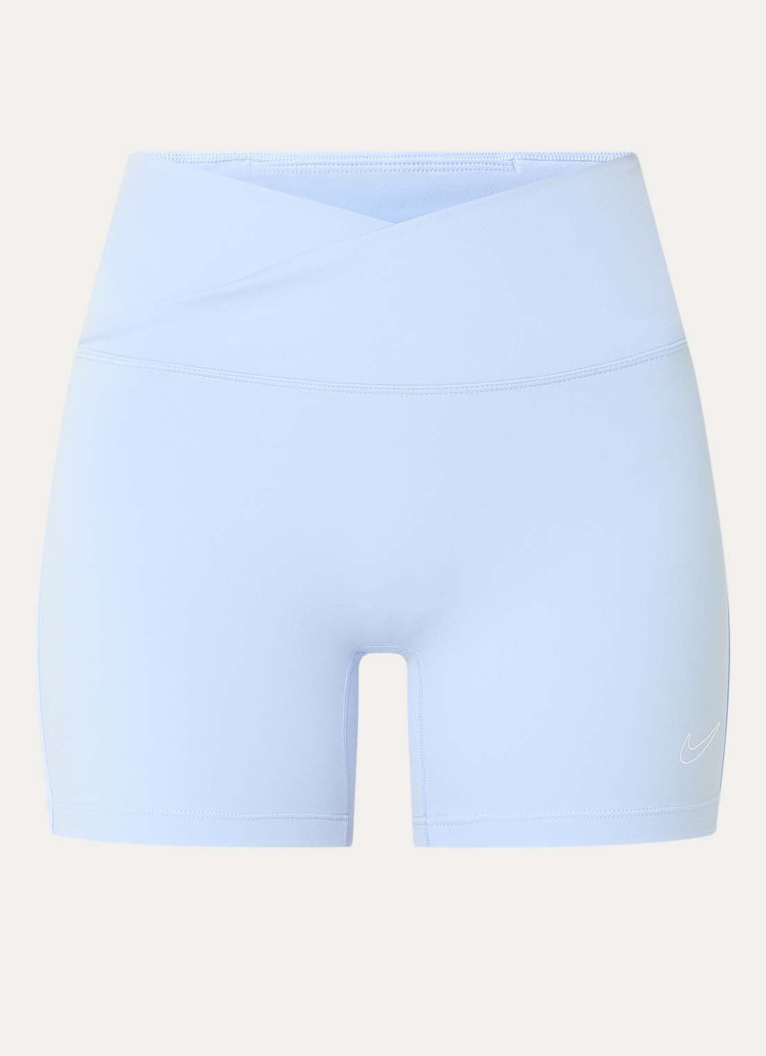 Nike One high waist skinny fit korte trainingsshort met Dri-FIT en logo - voorkant lichtblauw