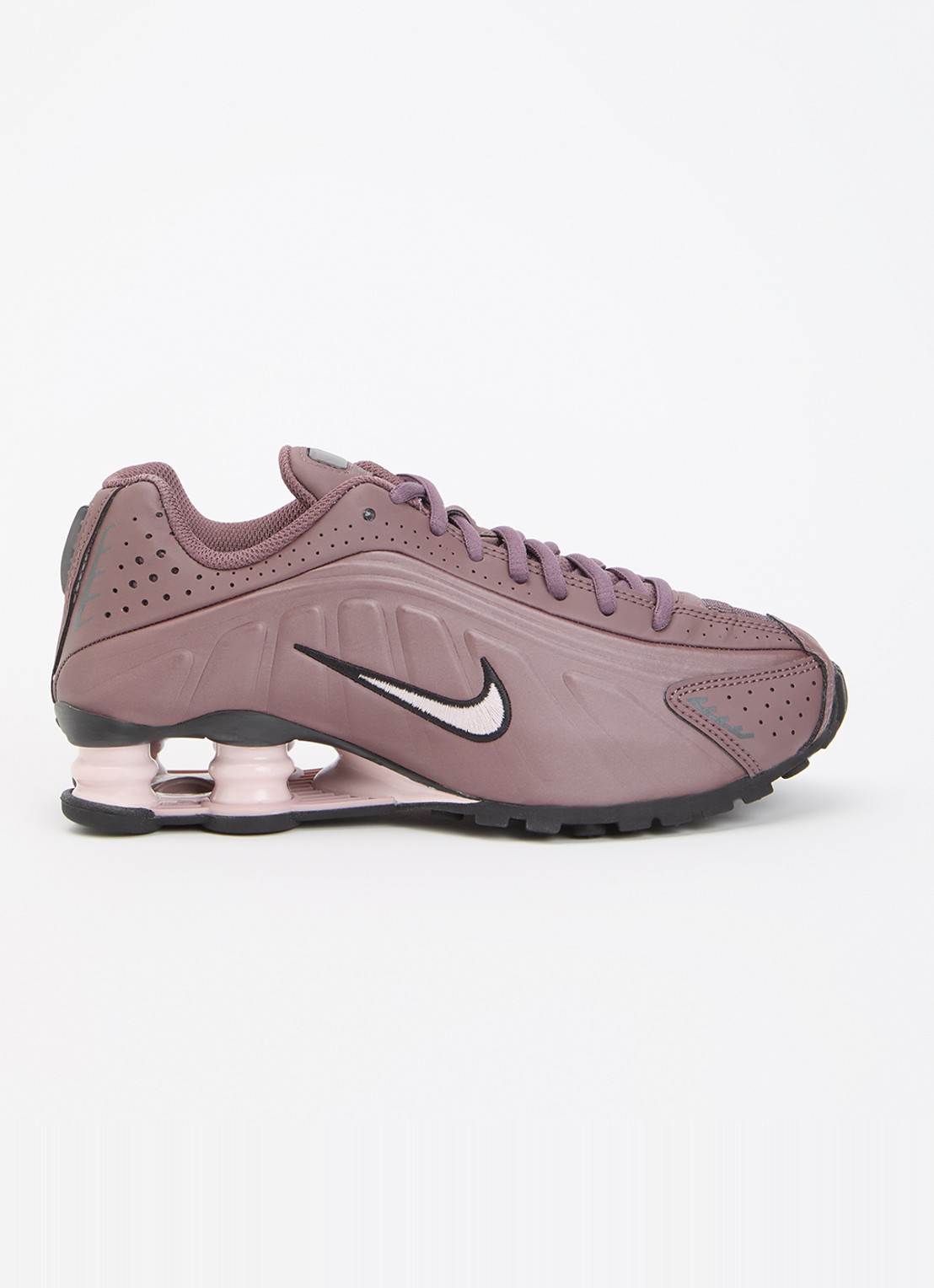 Nike Shox R4 sneaker met logo  - voorkant aubergine