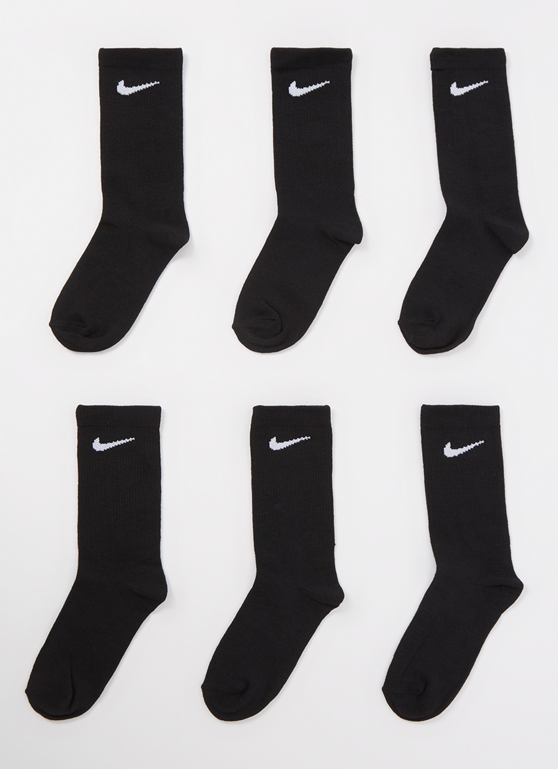Nike Sokken met logo in 6-pack - voorkant zwart