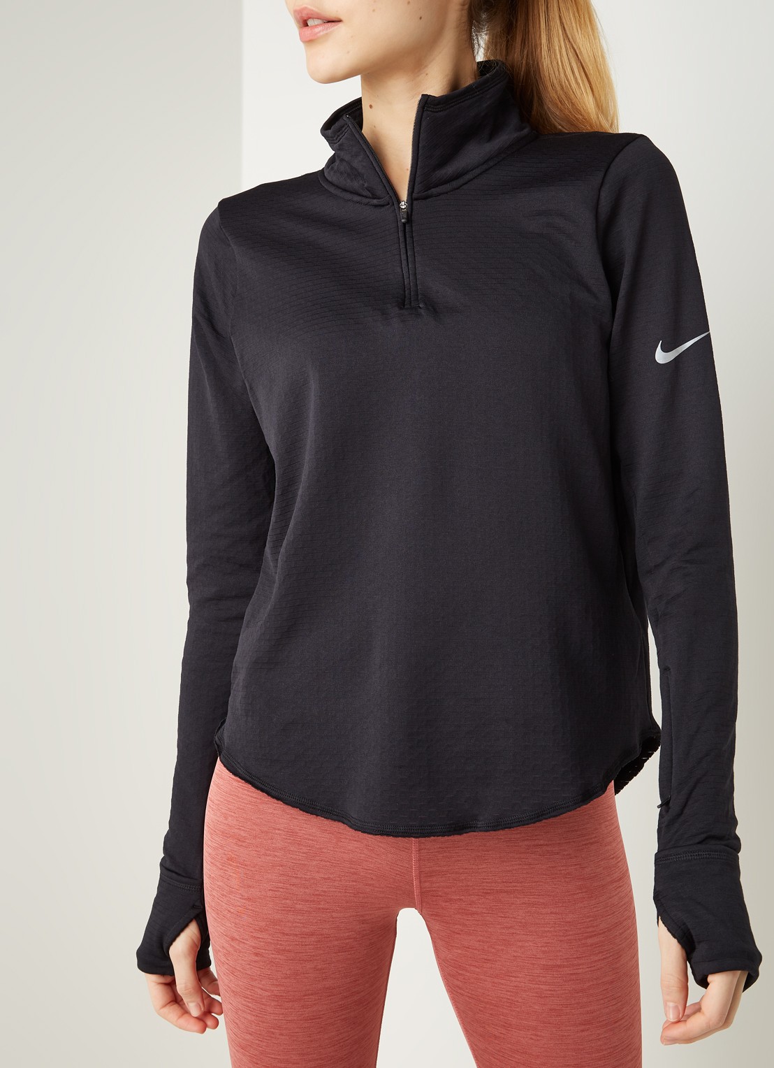 Nike Sphere hardloop longsleeve met halve rits - detail 2 zwart