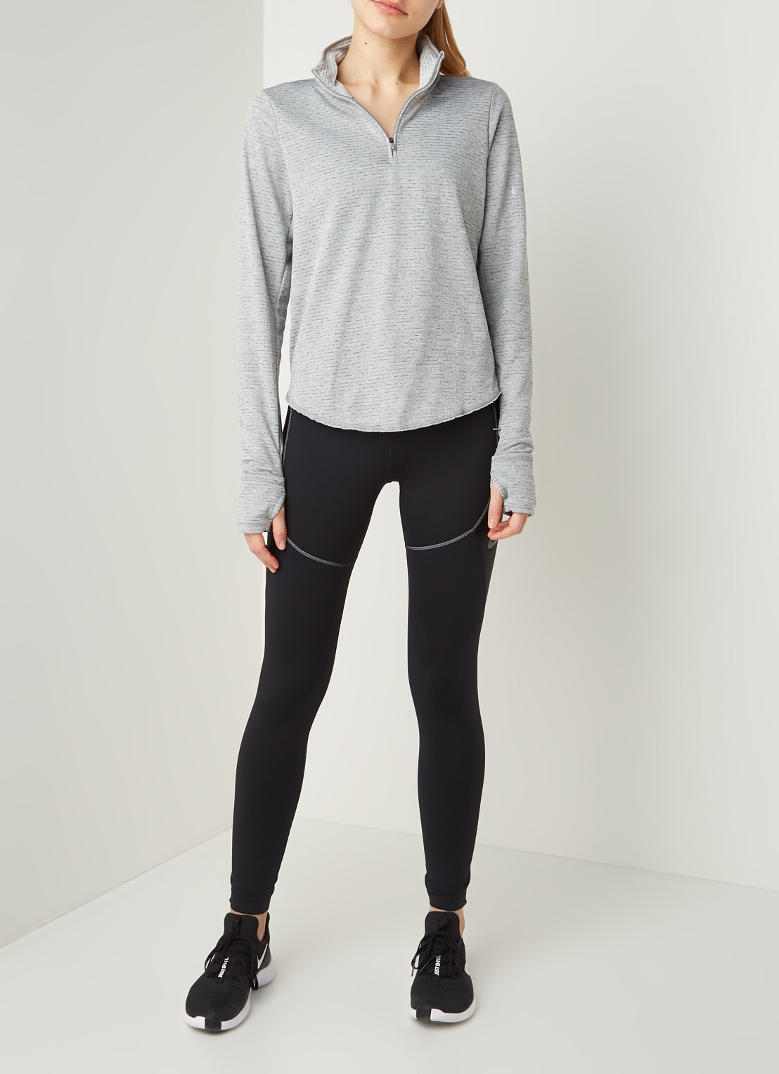 Nike Sphere hardloop longsleeve met halve rits - voorkant 3 grijs