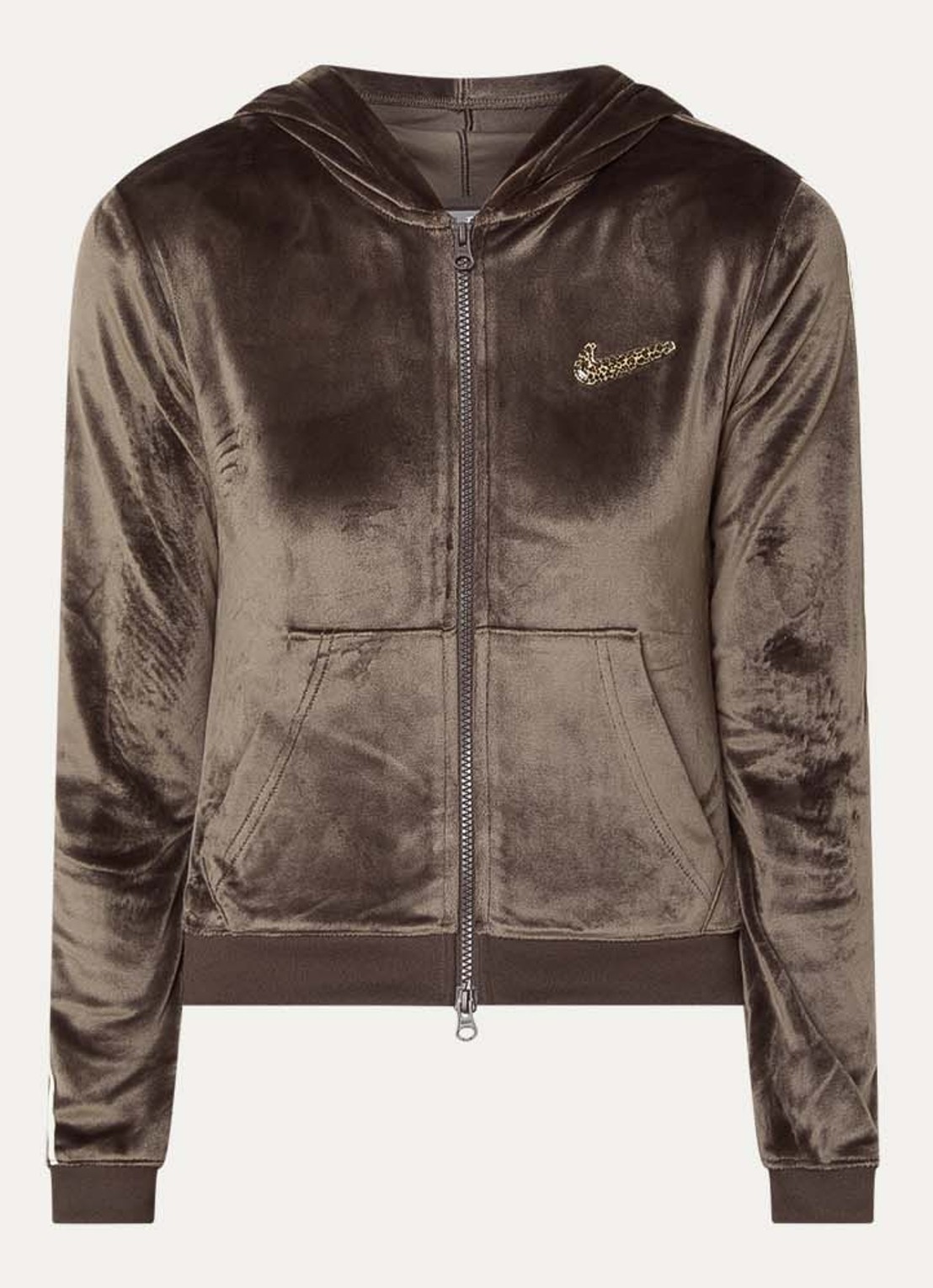 Nike Sweatvest met capuchon en logo van fluweel - voorkant 4 bruin
