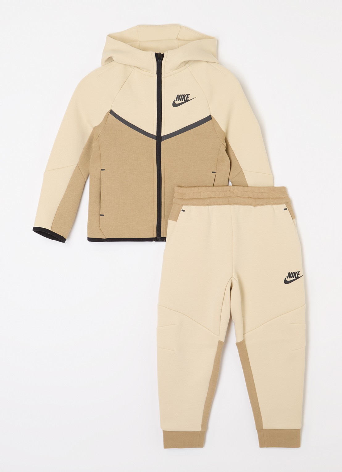 Nike Tech Fleece trainingspak met logo 2-delig - voorkant 3 khaki
