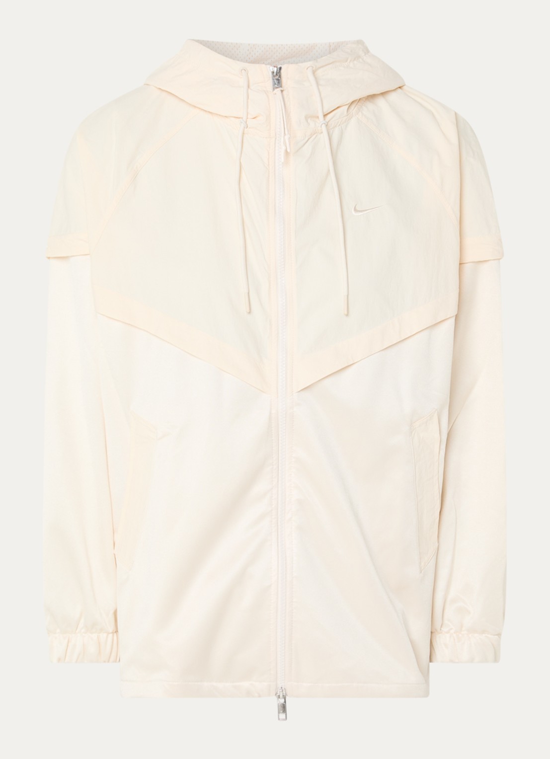 Nike Windjack van satijn met capuchon en steekzakken - voorkant 3 beige