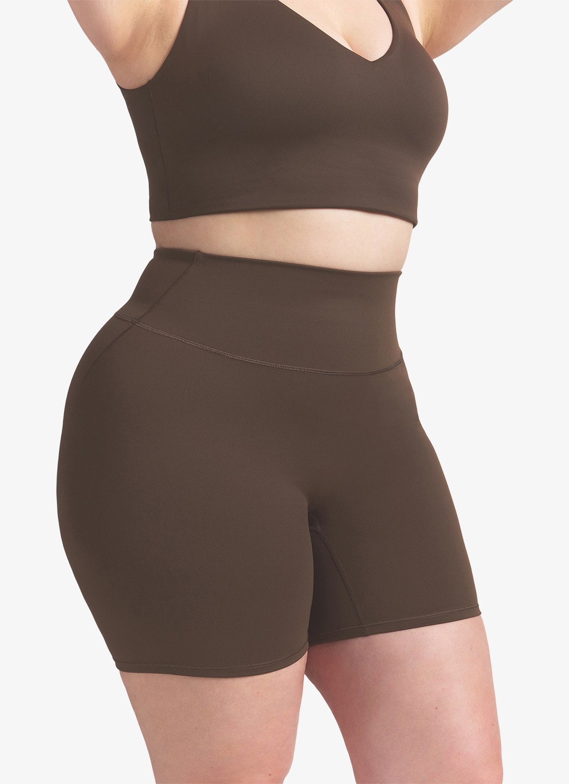NikeSKIMS Matte high waist skinny fit korte trainingslegging - detail 2 lichtbruin