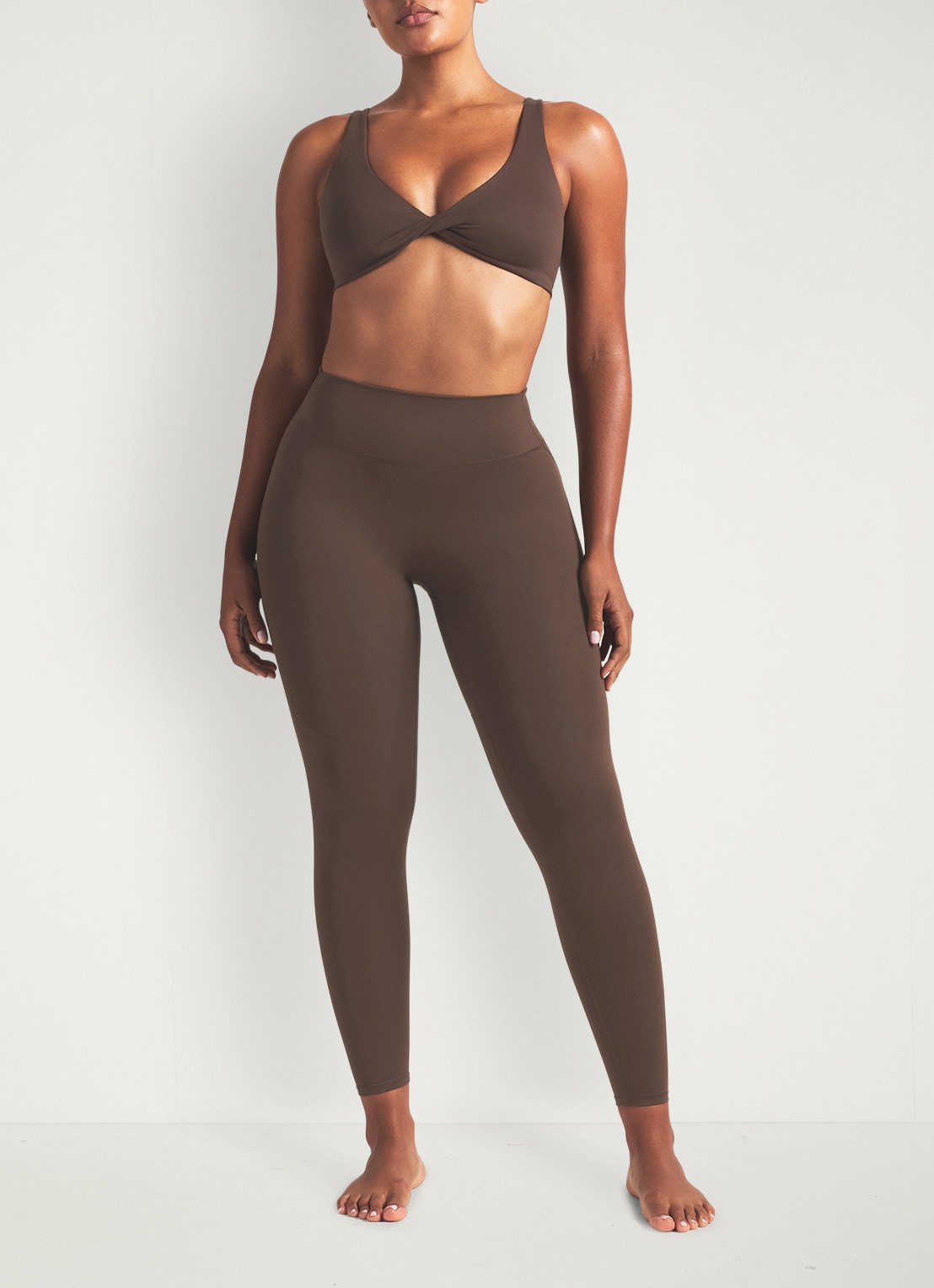NikeSKIMS Matte high waist skinny fit trainingslegging - detail lichtbruin