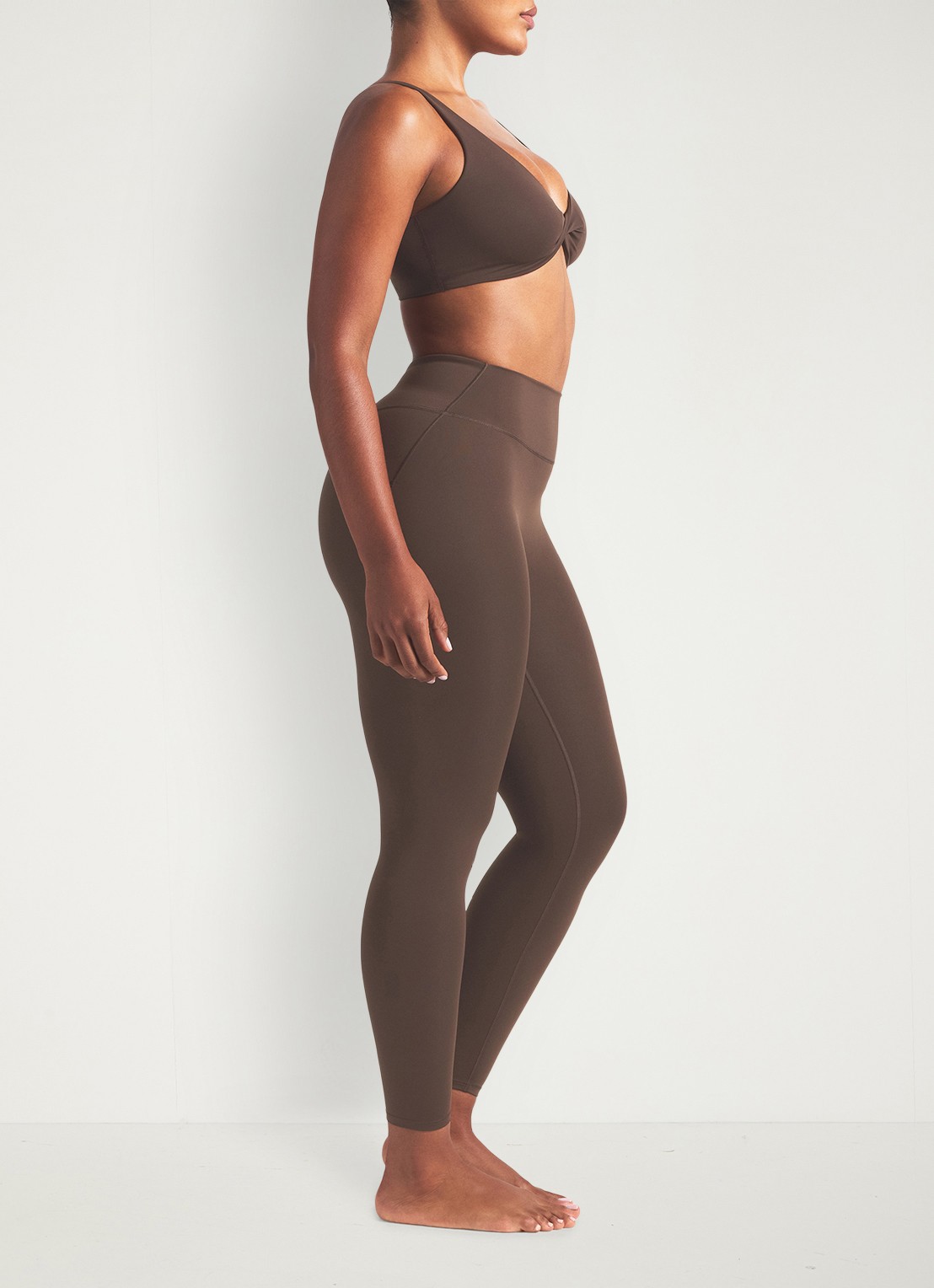 NikeSKIMS Matte high waist skinny fit trainingslegging - detail 3 lichtbruin