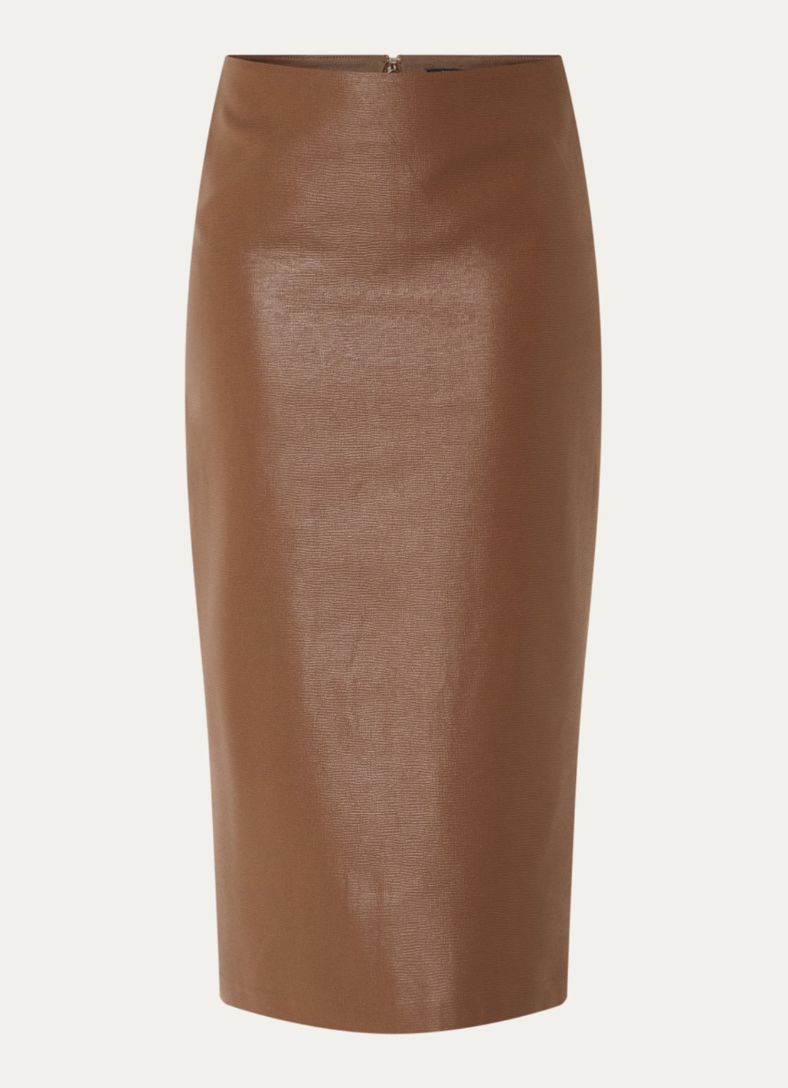 NIKKIE Aelena midi rok van imitatieleer met split - voorkant 2 cognac
