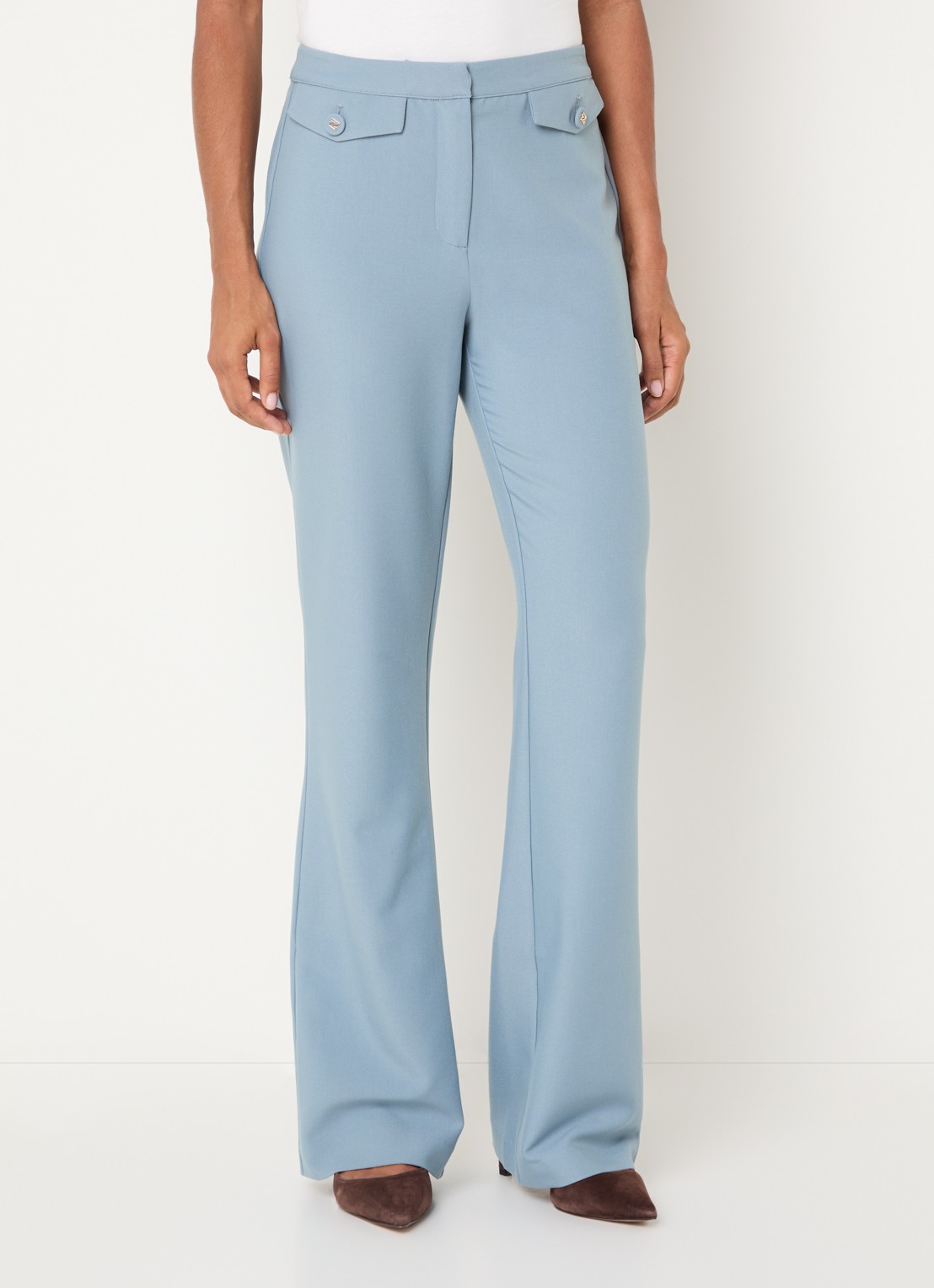 NIKKIE Alani mid waist straight fit pantalon met stretch - detail 4 lichtblauw