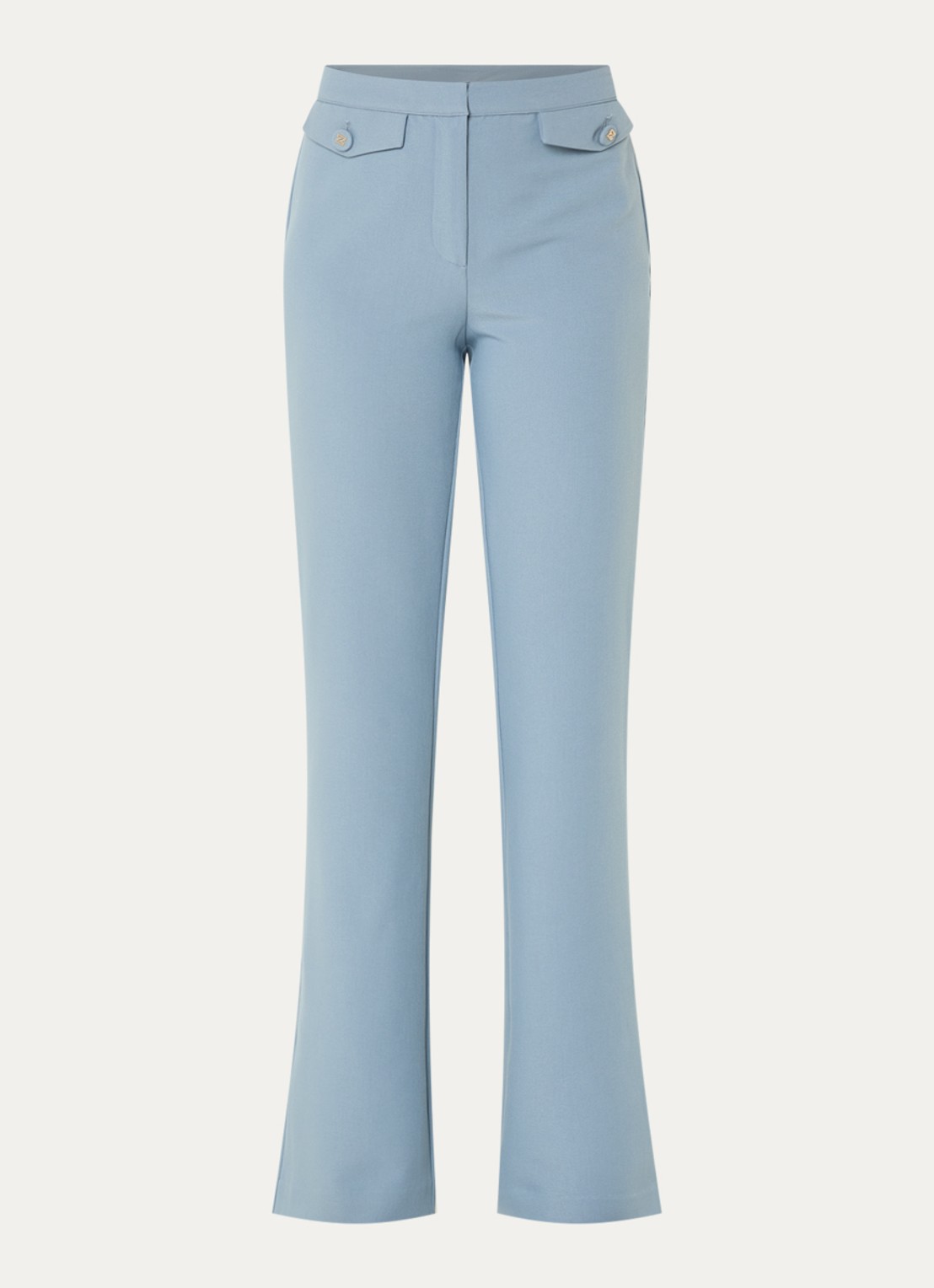 NIKKIE Alani mid waist straight fit pantalon met stretch - voorkant lichtblauw