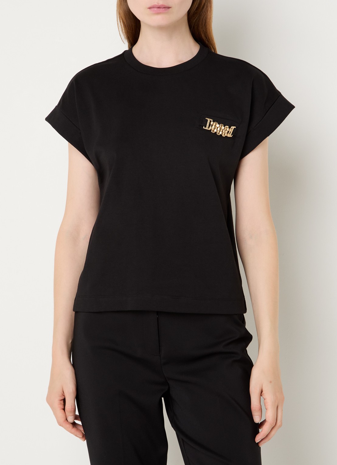 NIKKIE Aleena T-shirt met ronde hals - detail 4 zwart