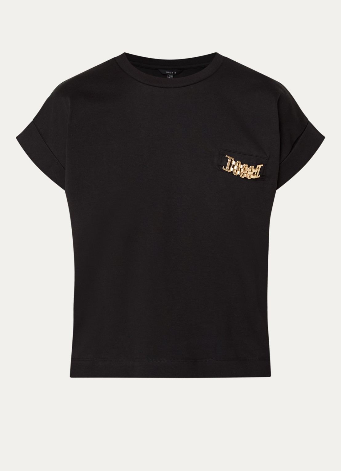 NIKKIE Aleena T-shirt met ronde hals - voorkant zwart