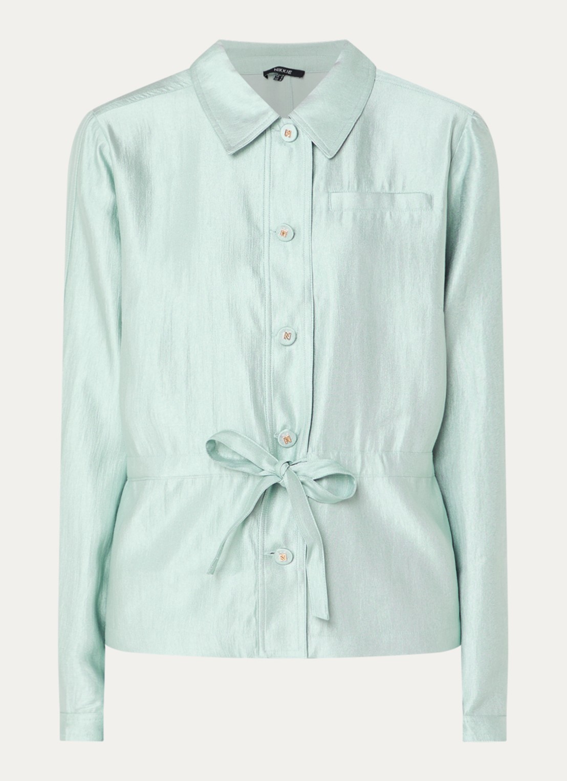 NIKKIE Alira blouse met metallic finish - voorkant 3 lichtblauw