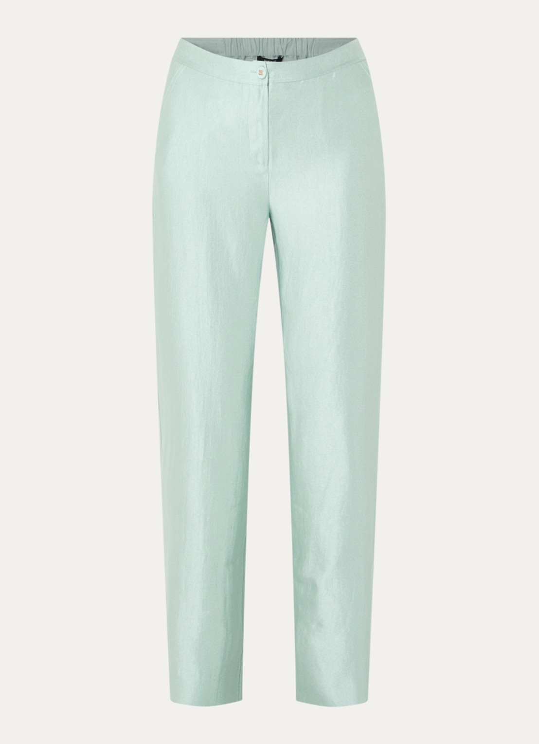 NIKKIE Alira high waist loose fit broek met steekzakken en metallic finish - voorkant lichtblauw