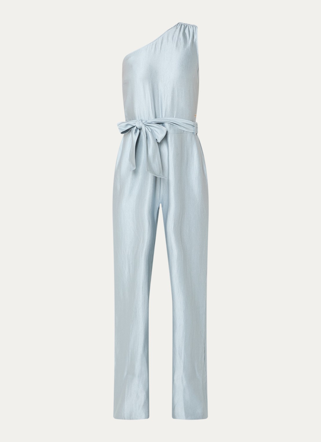 NIKKIE Alira loose fit jumpsuit met asymmetrische hals - voorkant 3 lichtblauw