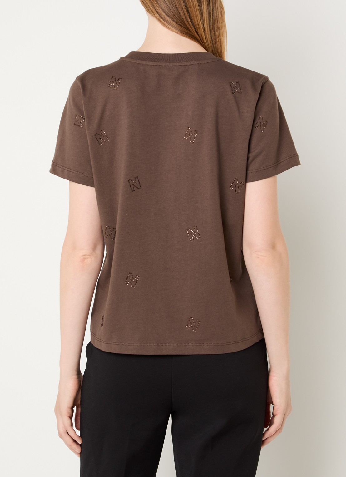 NIKKIE Allover N T-shirt met logoprint en strass - achterkant 3 zwart