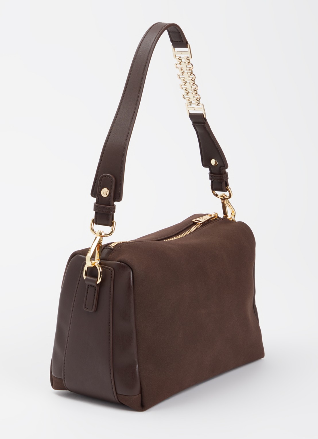 NIKKIE Amandelien small schoudertas met afneembare schouderriem  - achterkant chocoladebruin