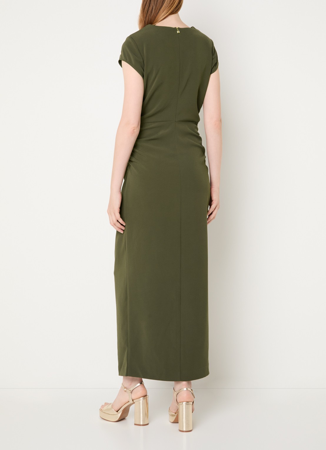 NIKKIE Amine midi jurk met split - achterkant groen