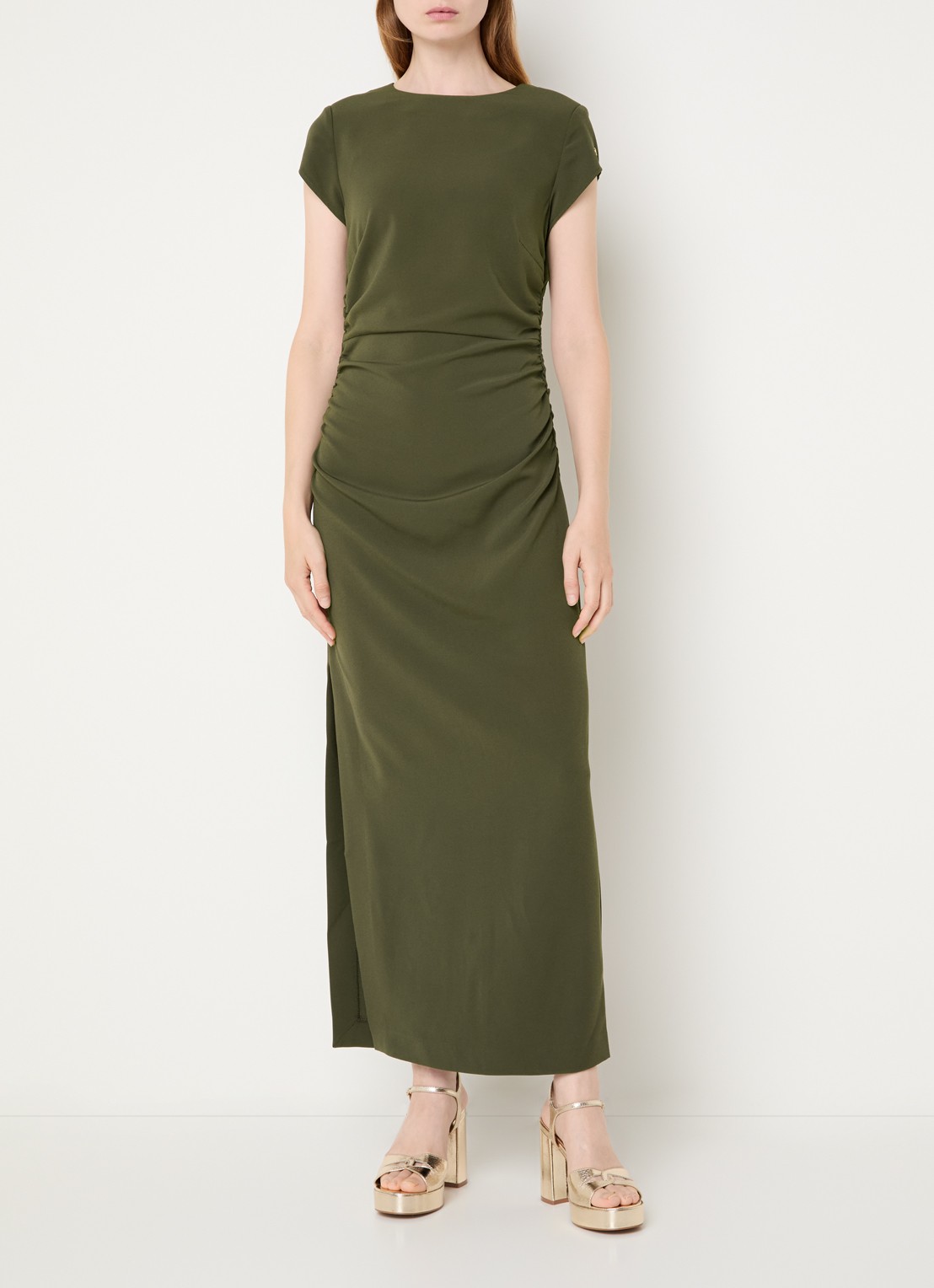 NIKKIE Amine midi jurk met split - detail 4 groen
