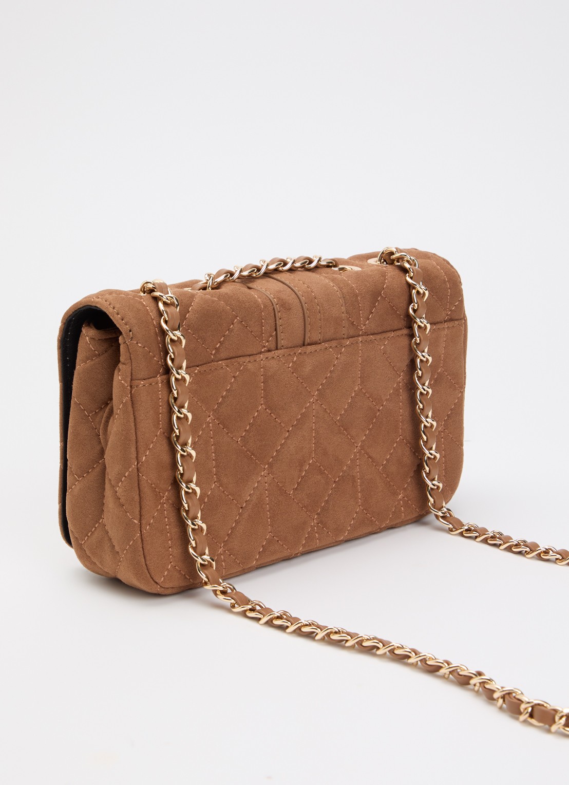 NIKKIE Ann crossbodytas met quilt patroon - achterkant hazelnootbruin