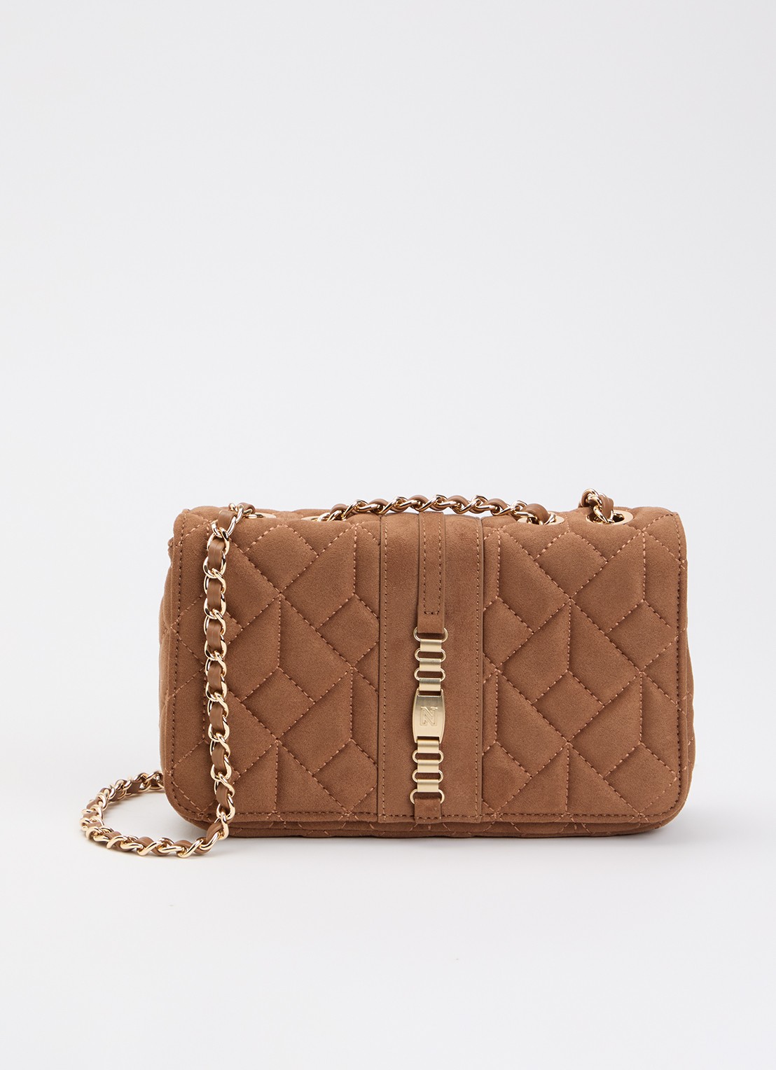 NIKKIE Ann crossbodytas met quilt patroon - voorkant 5 hazelnootbruin