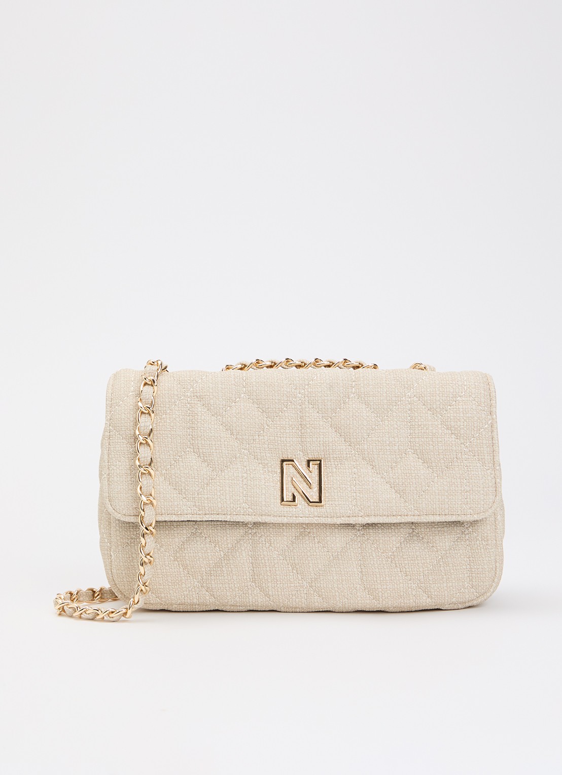 NIKKIE Ann crossbodytas met quilt patroon - voorkant 5 beige