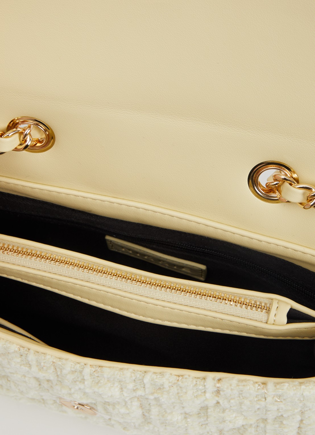 NIKKIE Ann schoudertas met tweed-look - detail 3 lichtgeel