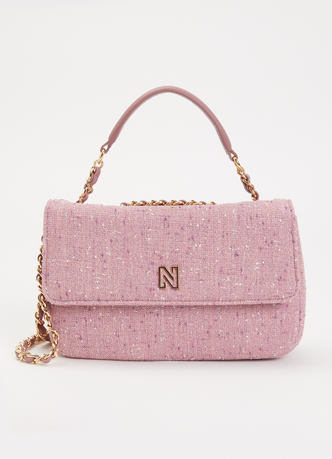 NIKKIE Ann Shiny crossbodytas met strass - voorkant 2 roze