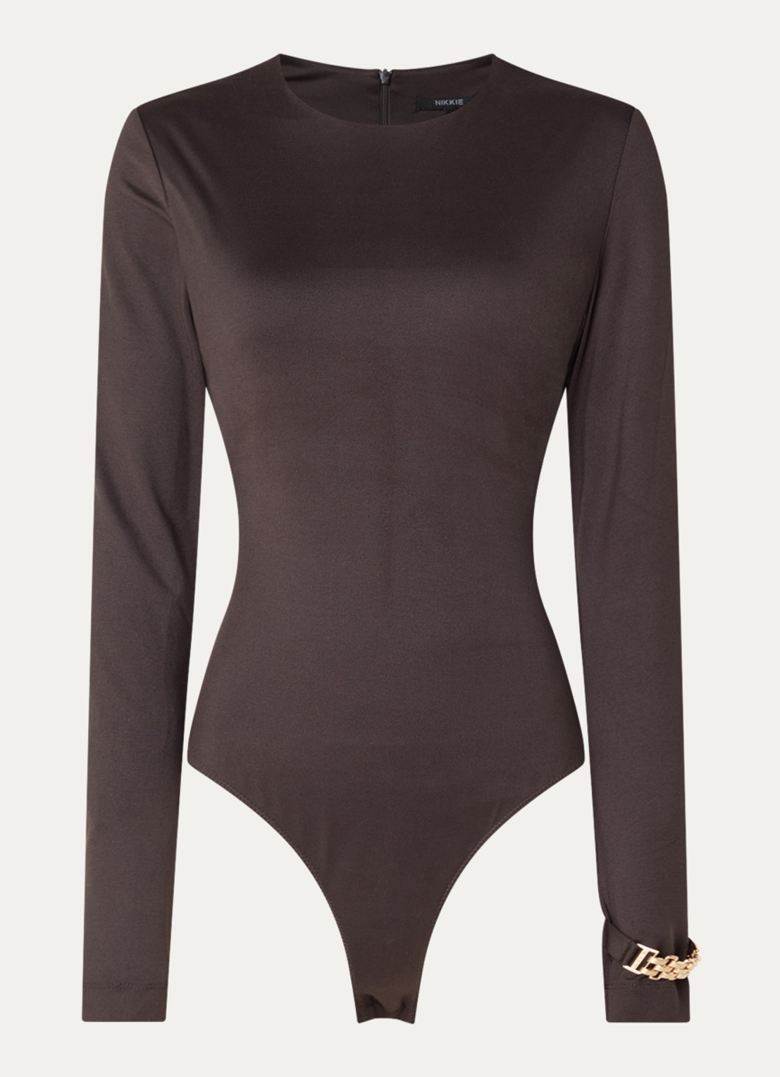 NIKKIE Annabel body met ronde hals - voorkant donkerbruin