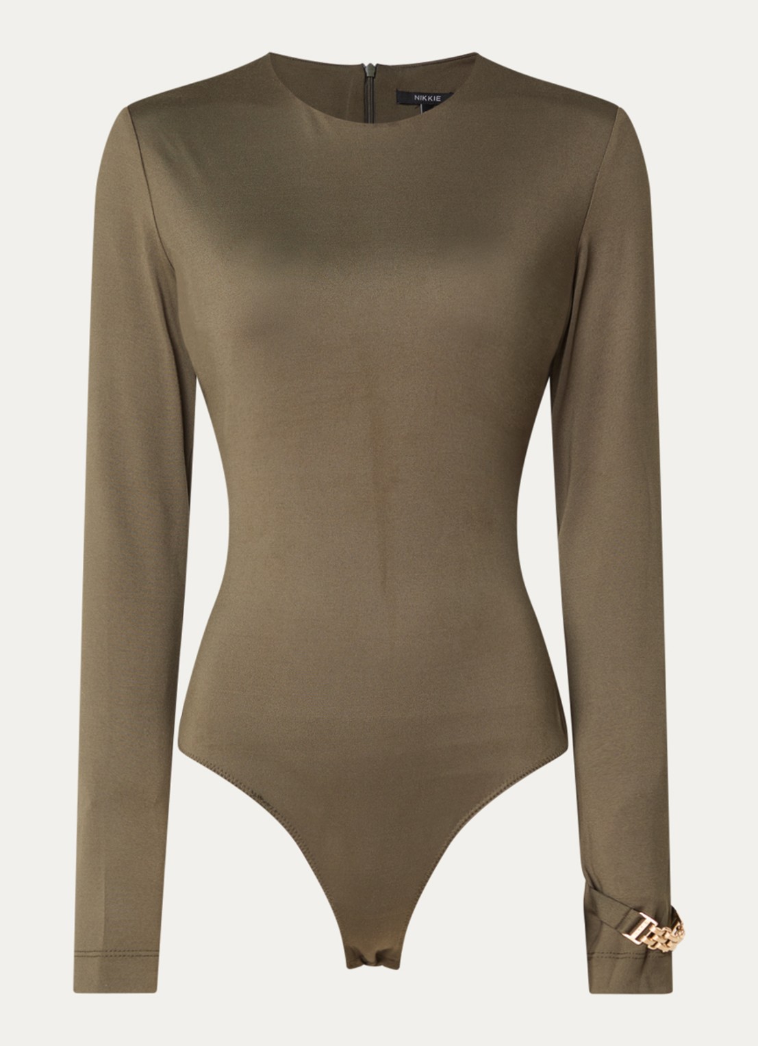NIKKIE Annabel body met ronde hals - voorkant 3 bronsgroen