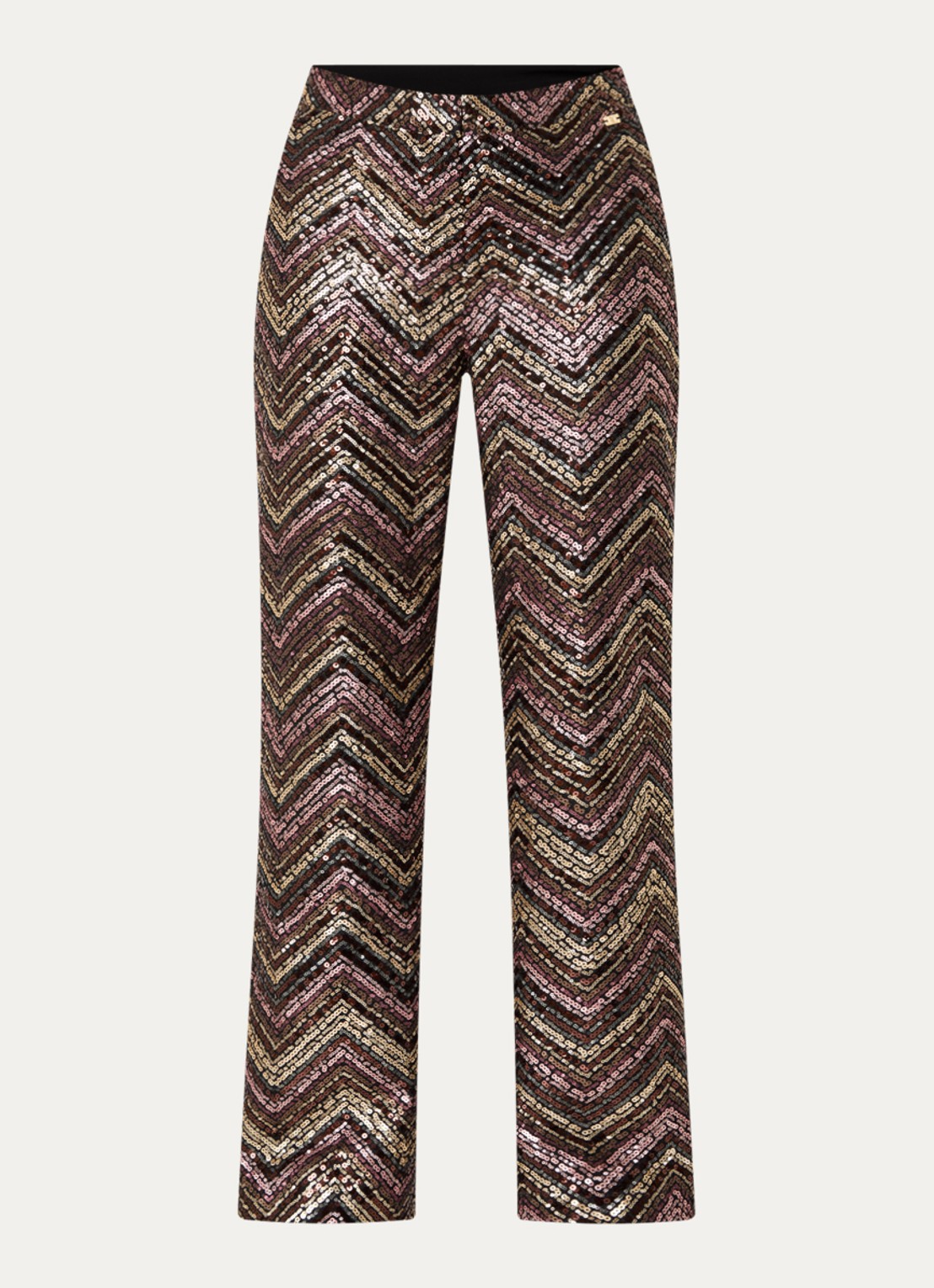 NIKKIE Annelies high waist loose fit pantalon met pailletten - voorkant 3 oudroze