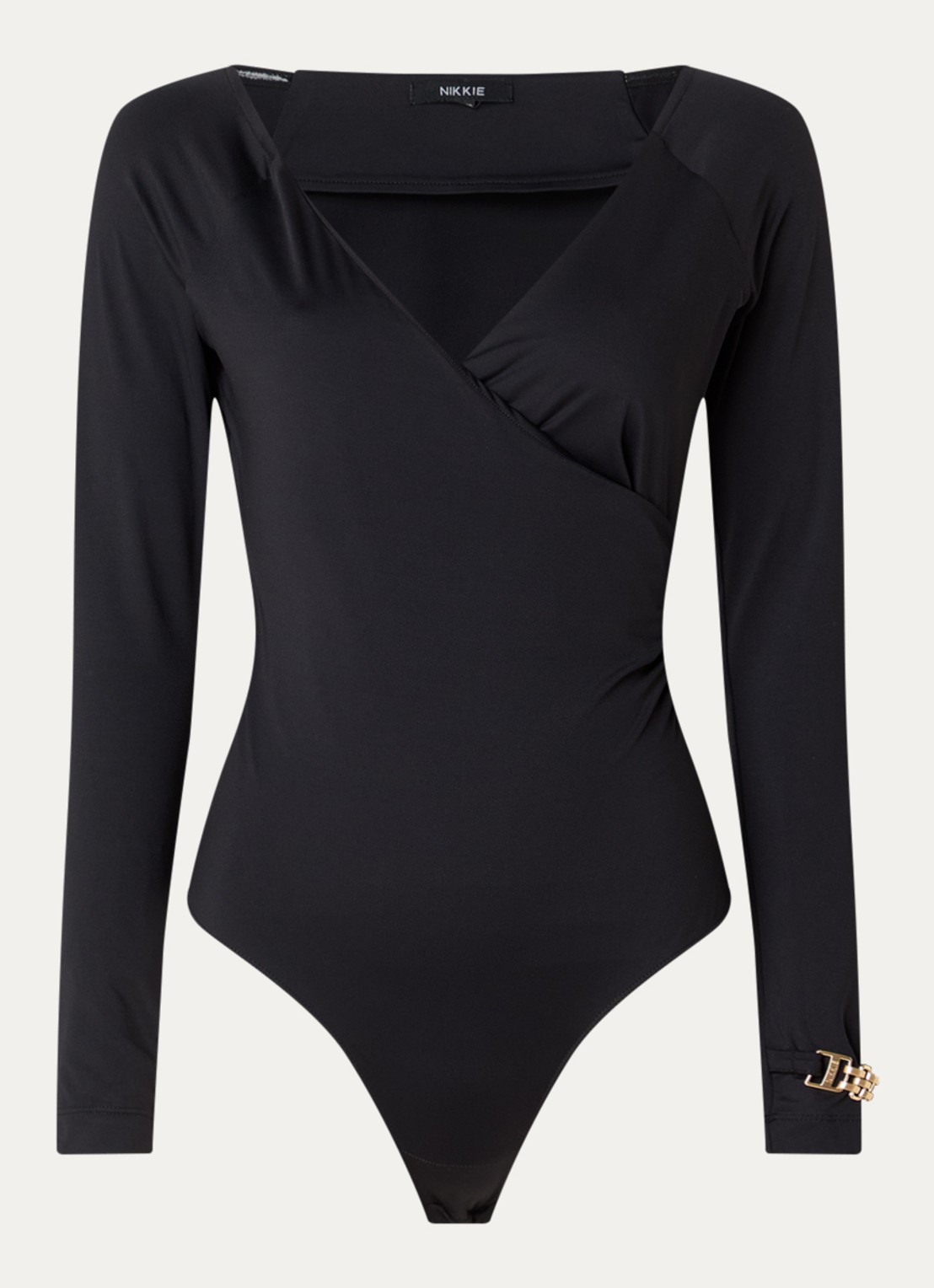 NIKKIE Ariela body top met stretch - voorkant 3 zwart