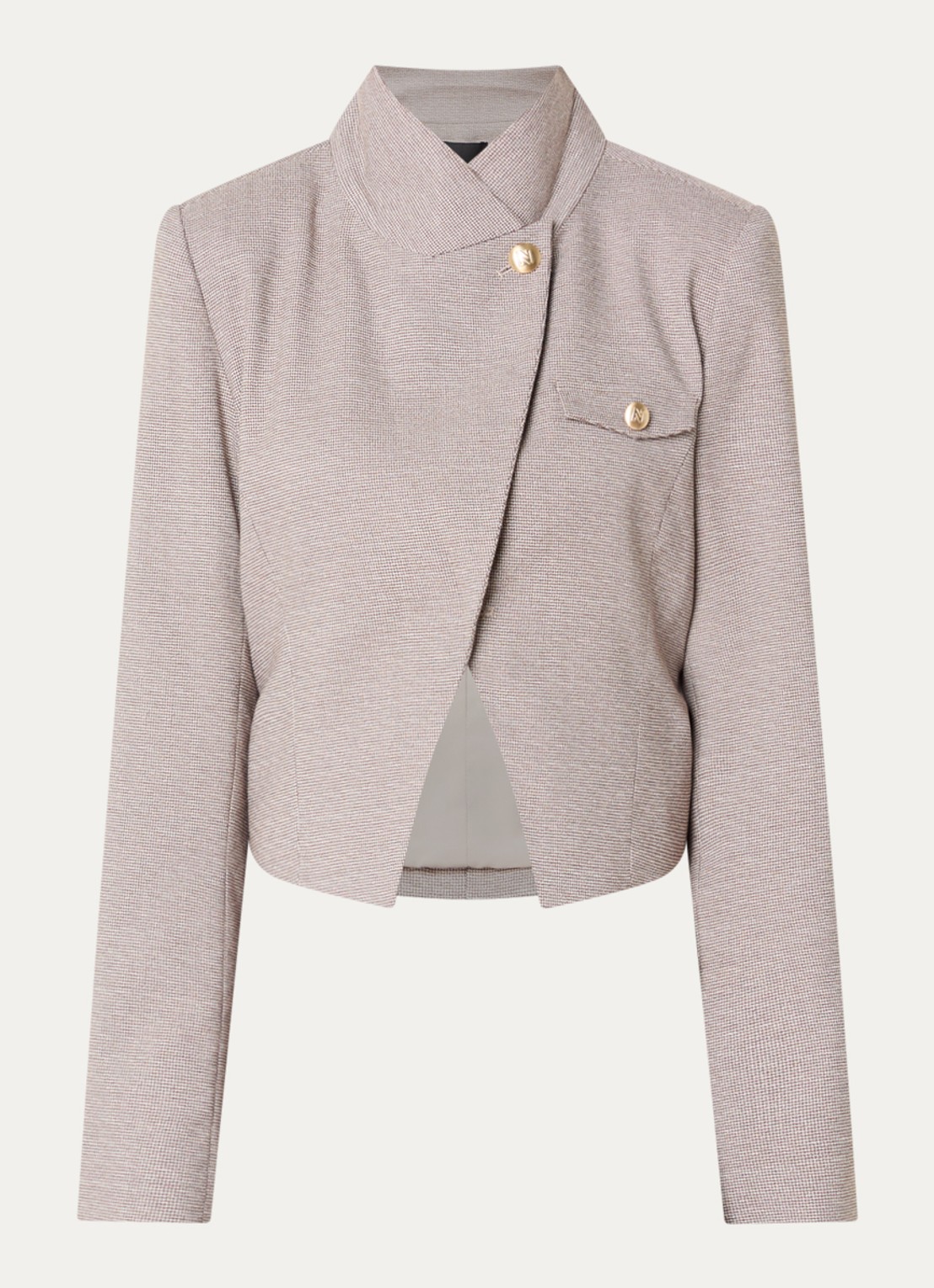 NIKKIE Avah cropped blazer met schoudervulling - voorkant 3 lichtbruin