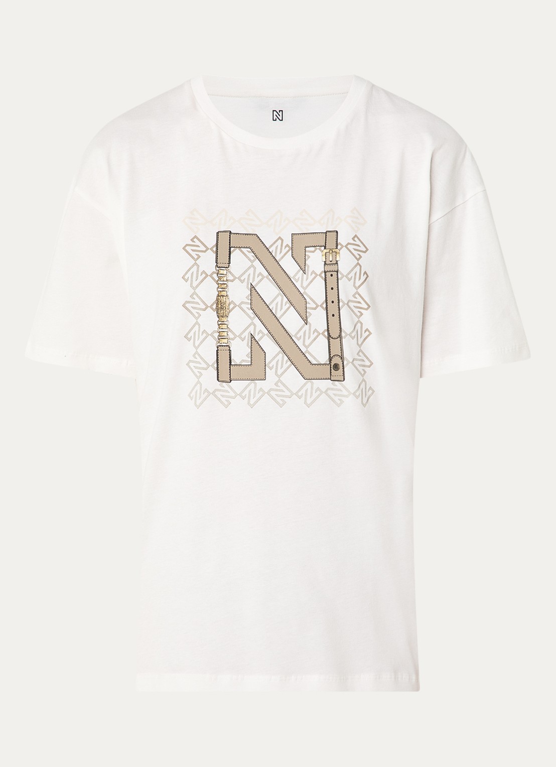 NIKKIE Chain T-shirt met print - voorkant 2 oudroze