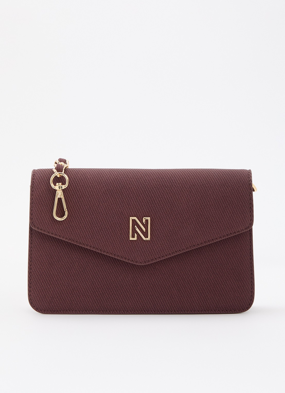 NIKKIE Daxing clutch met logo en afneembare schouderriem - voorkant 2 bordeauxrood