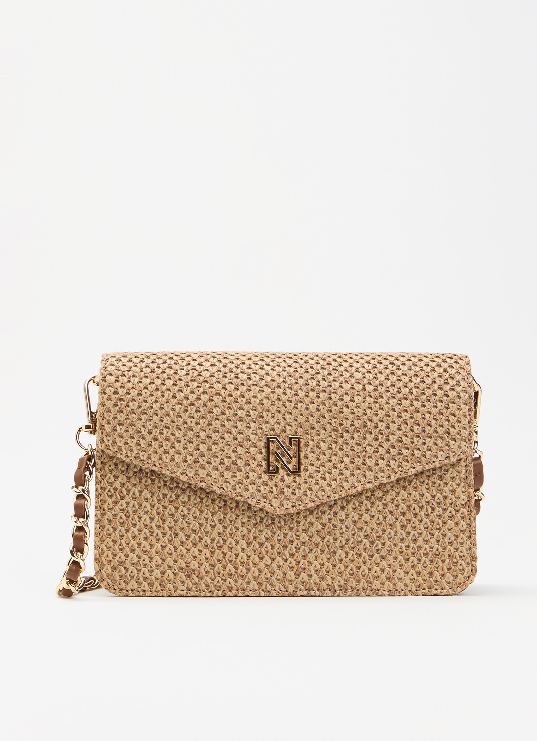 NIKKIE Daxing crossbodytas met logo - voorkant 2 naturel
